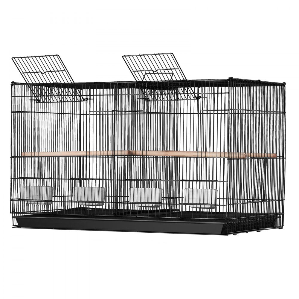 VEVOR Bird Flight Cage with Divider 18 in Small Metal Parakeet Cage Black