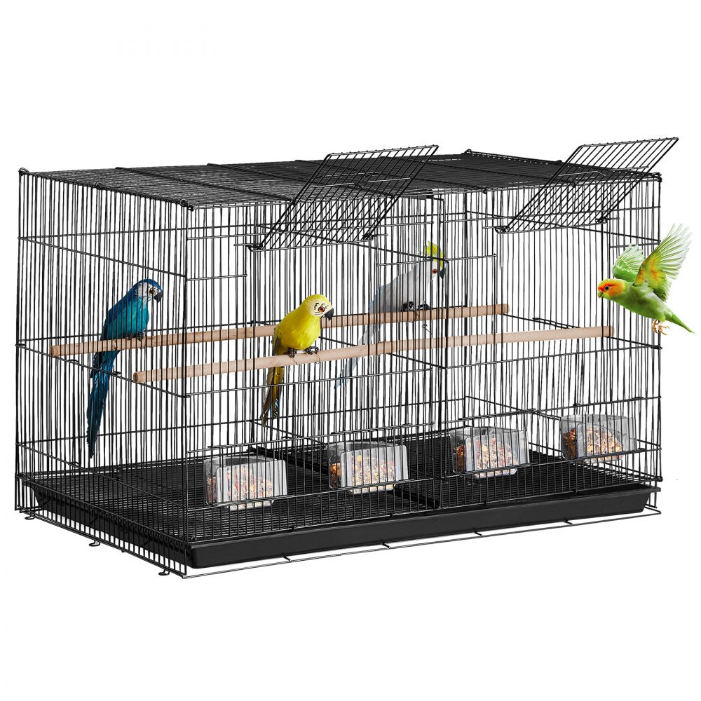 VEVOR Bird Flight Cage with Divider 18 in Small Metal Parakeet Cage Black