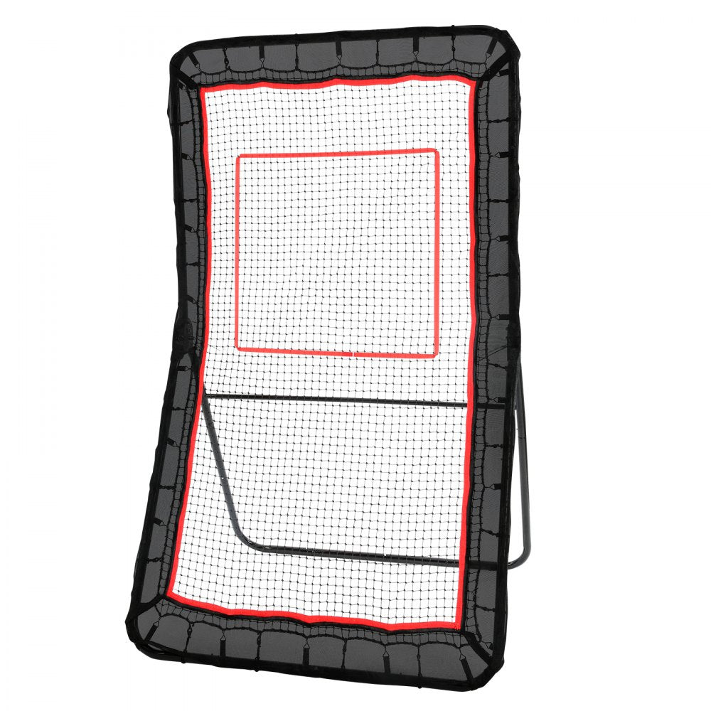 VEVOR Lacrosse Rebounder for Backyard, 4x7 Ft Volleyball Bounce Back Net, Pitchback Throwback Baseball Softball Return Training Screen, Adjustable Angle Shooting Practice Training Wall with Target