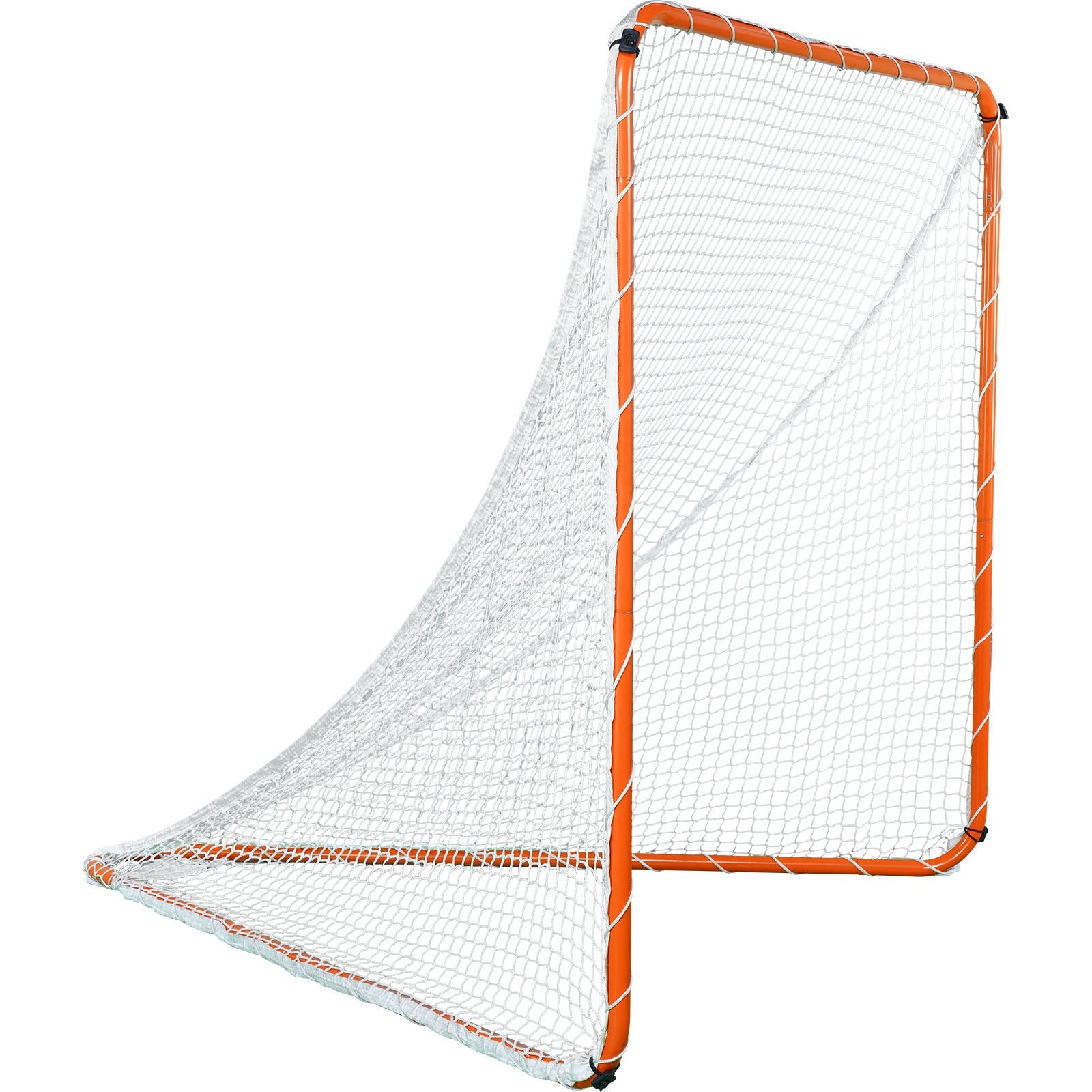VEVOR Lacrosse Goal, 6' x 6' Lacrosse Net, Steel Frame Backyard Lacrosse Training Equipment, Portable Lacrosse Goal with Carry Bag, Quick & Easy Setup, Perfect for Youth Adult Training, Orange