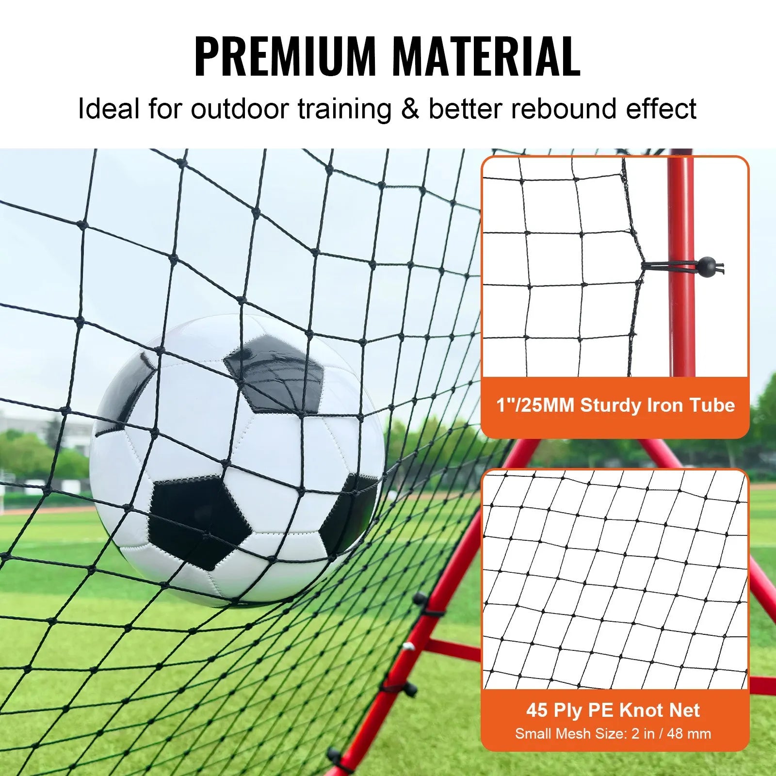 VEVOR Soccer Rebounder Rebound Net, Kick-Back 39"x39", Portable Football Training Gifts, Fully Adjustable Angles Goal Net, Aids & Equipment for Kids Teens & All Ages, Easy Set Up & Perfect Storage
