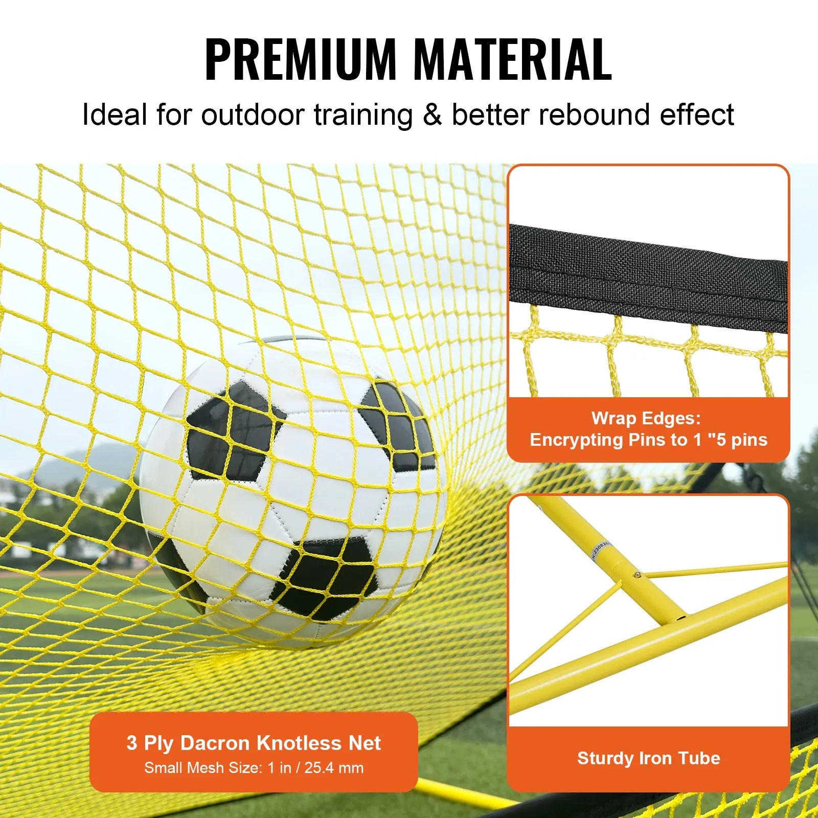 VEVOR Soccer Trainer, 2-IN-1 Portable Soccer Rebounder Net, 72"x51" Iron Soccer Practice Equipment, Sports Football Rebounder Wall with Portable Bag, Perfect for Team Solo Training, Passing, Volley