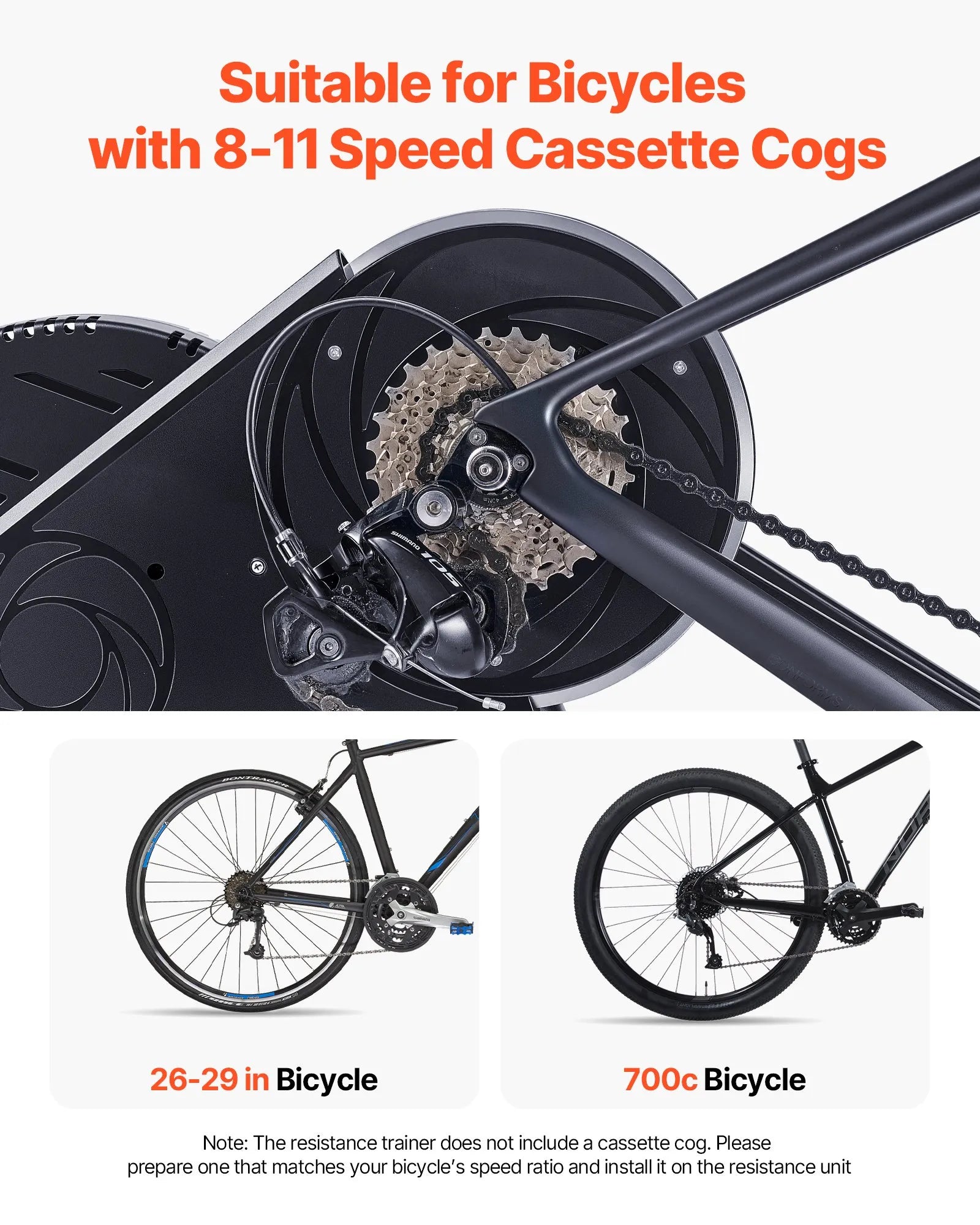 VEVOR Bike Trainer, 1-13 Level, 26-29 in & 700C Wheels, Smart Bicycle Stationary Stand for Indoor Exercise Riding with Front Wheel Riser Block, Fits Road and Mountain Bikes, Compatible with Zwift App