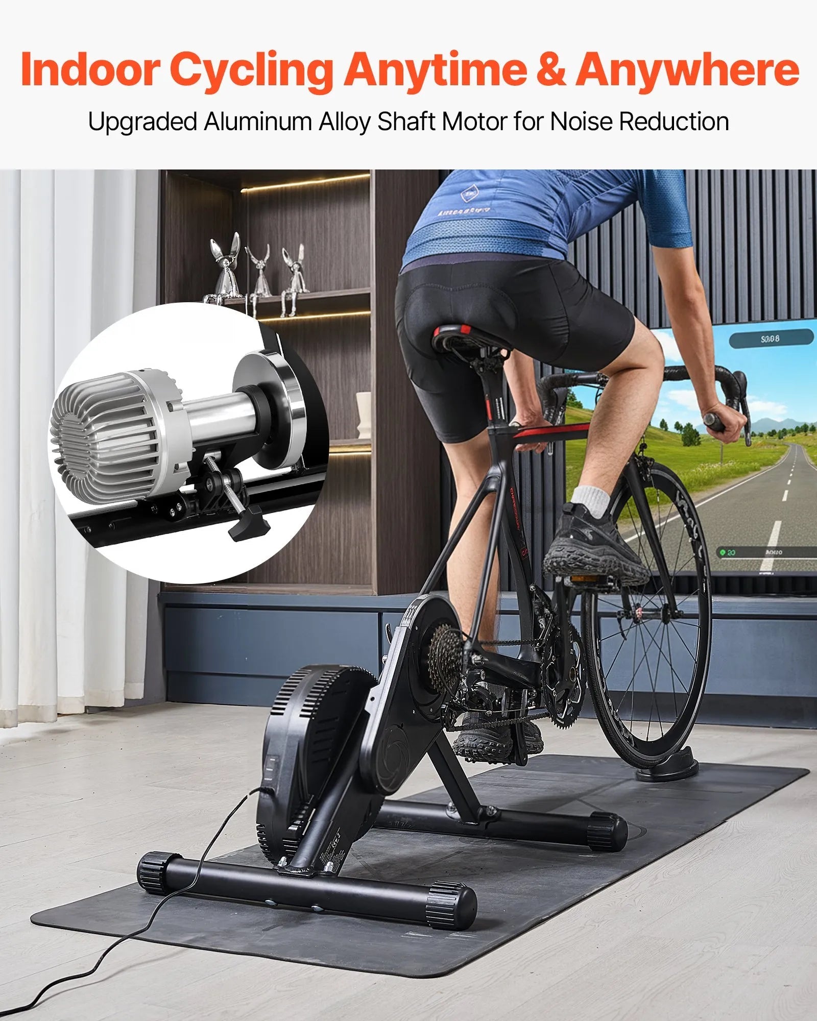 VEVOR Bike Trainer, 1-13 Level, 26-29 in & 700C Wheels, Smart Bicycle Stationary Stand for Indoor Exercise Riding with Front Wheel Riser Block, Fits Road and Mountain Bikes, Compatible with Zwift App