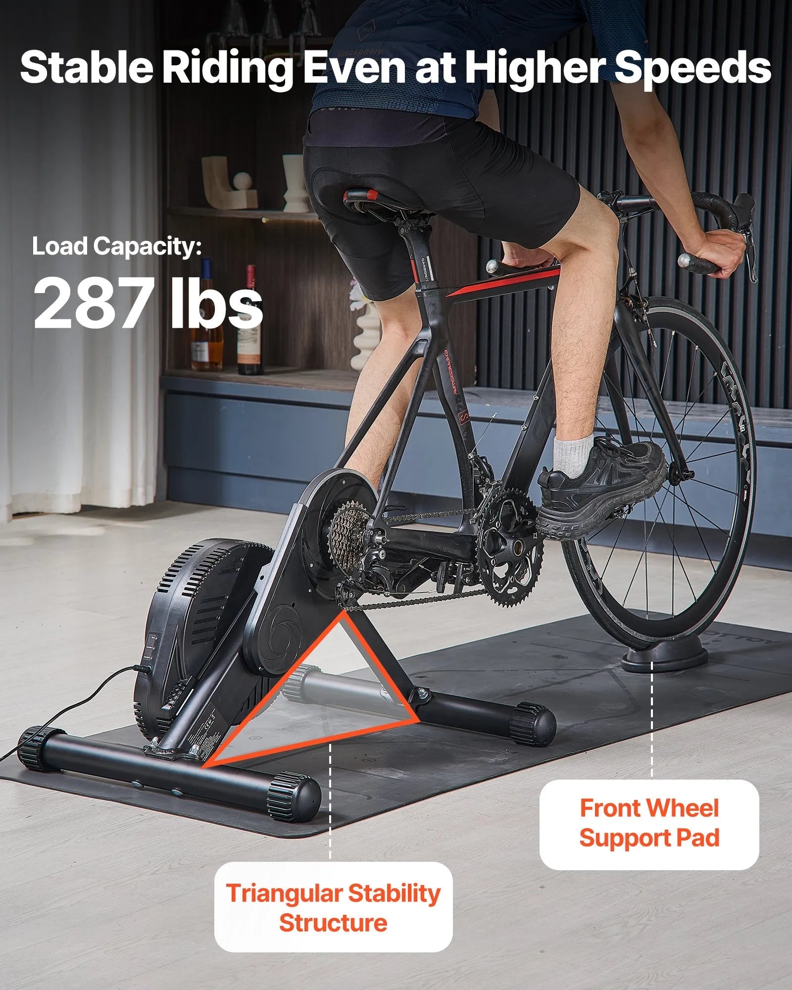 VEVOR Bike Trainer, 1-13 Level, 26-29 in & 700C Wheels, Smart Bicycle Stationary Stand for Indoor Exercise Riding with Front Wheel Riser Block, Fits Road and Mountain Bikes, Compatible with Zwift App