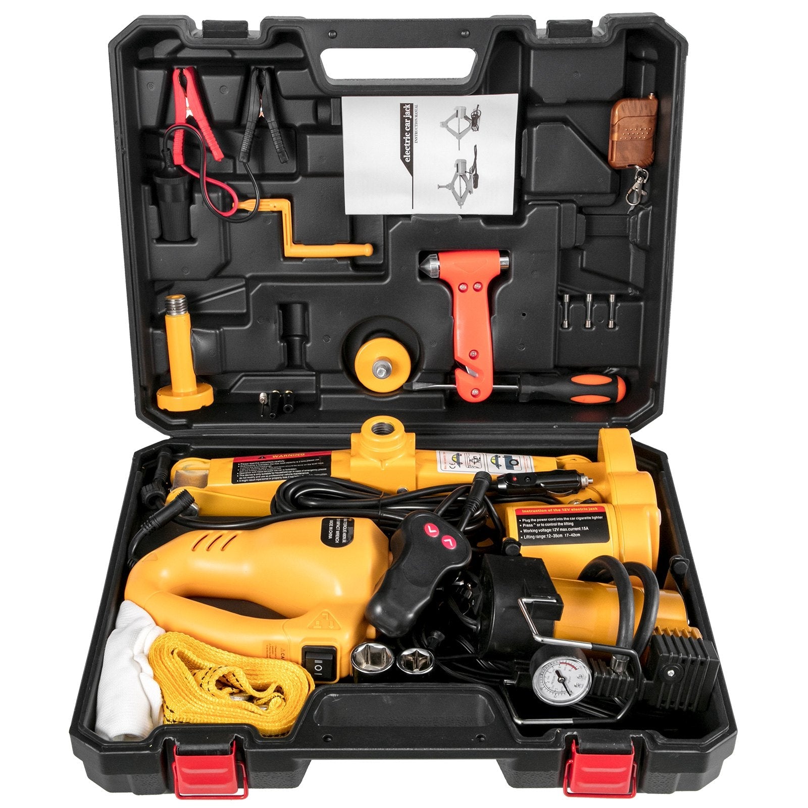 VEVOR Electric Car Jack 3 Ton 6600LBS Electric Scissor Jack 12V DC Electric Jack with Electric Impact Wrench and Inflator Pump Car Repair Tool for Sedans and SUVs