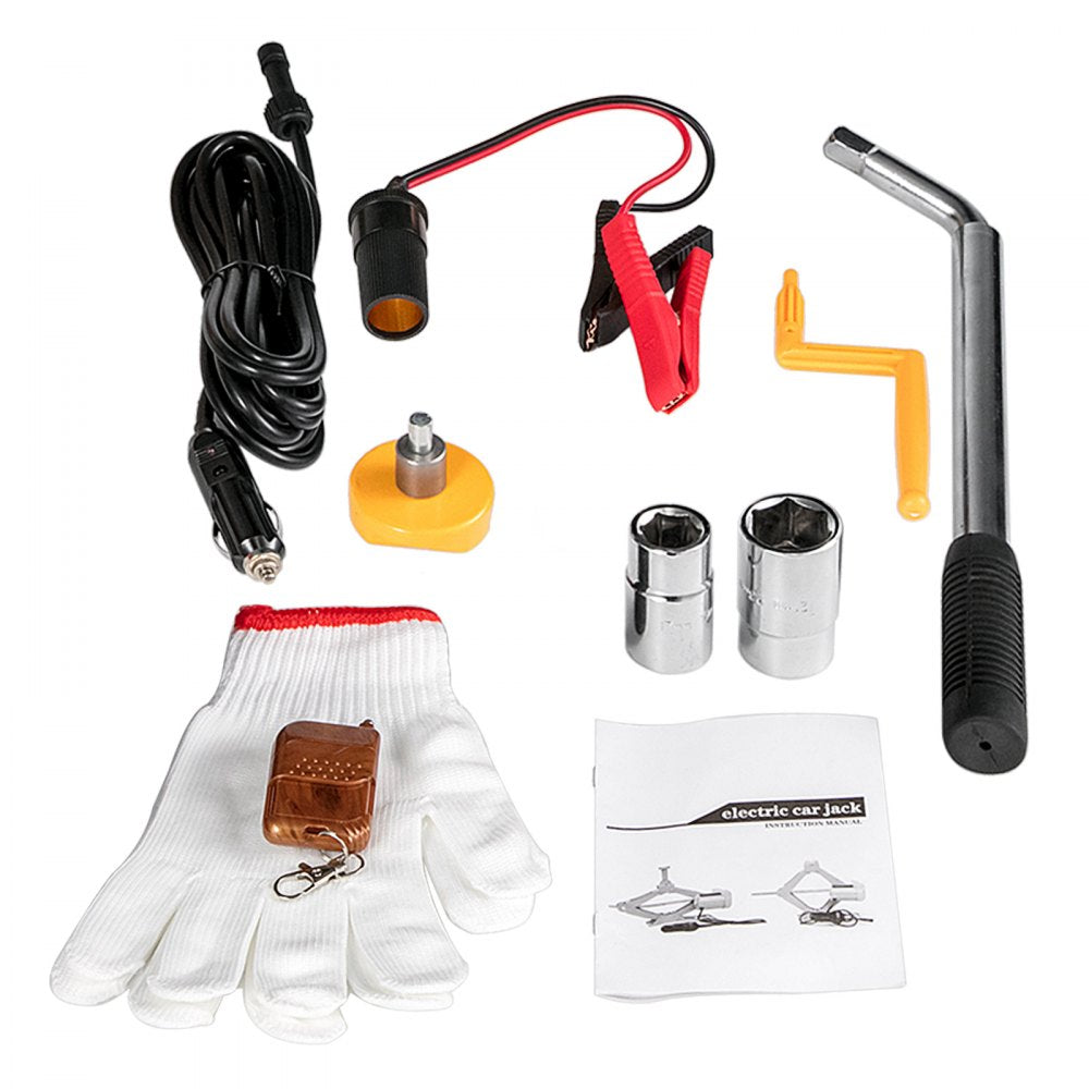 VEVOR Electric Car Jack Kit, 3 Ton 6600 LBS Electric Scissor Jack, 4.7\"-17.7\" Lift Range, Automatic 12V for Car Sedan and SUV, with Hand Crank for Tire Change Replacement