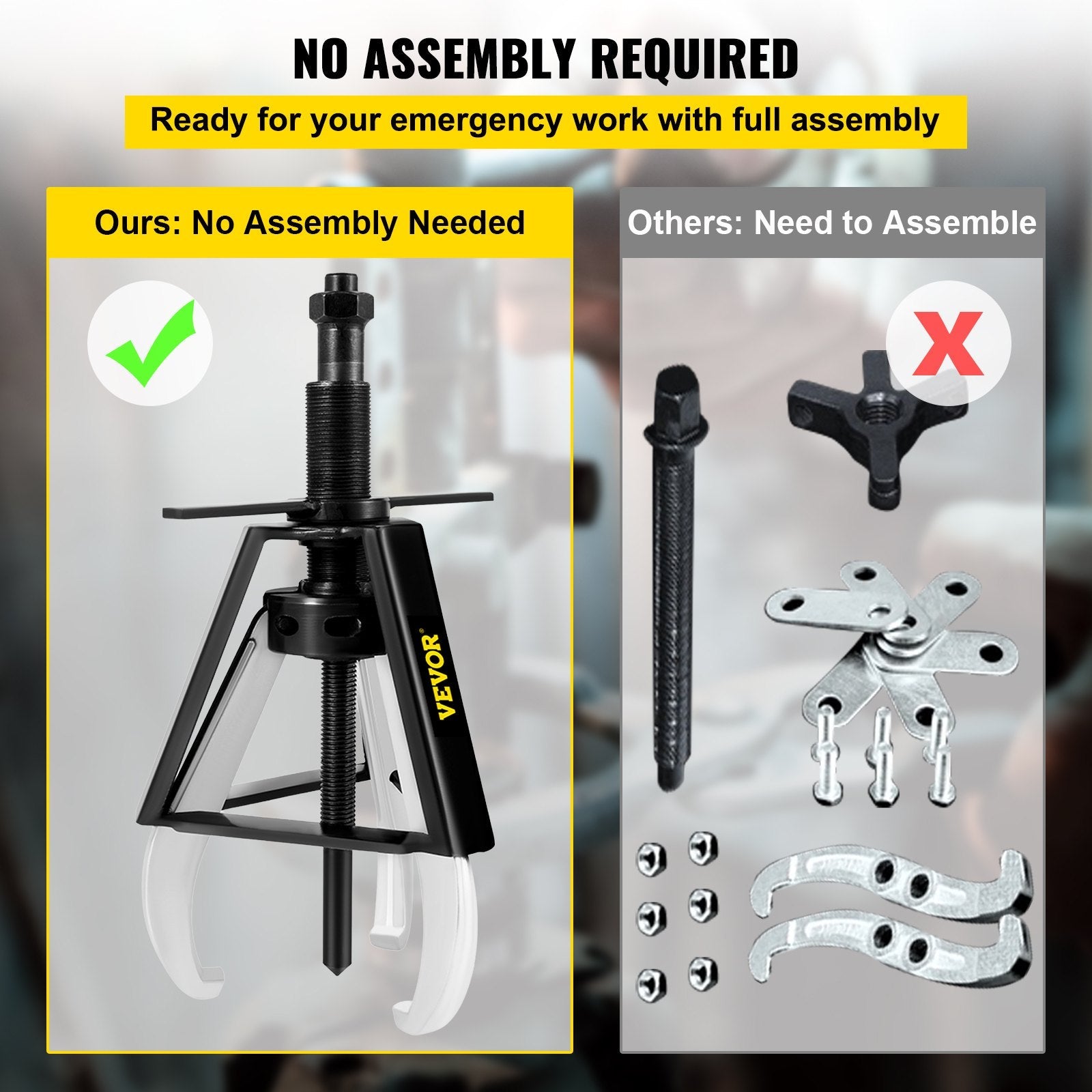VEVOR 3 Jaw Gear Puller, 10 Ton/22040 LBS Capacity Manual Puller,11\" -16.3\" Spread Reach and 4.4\"- 9.8\" Spread Range, 14.5\" Lead Screw Length Gear Removal Tools For Slide Gears, Pulleys, and Flyw