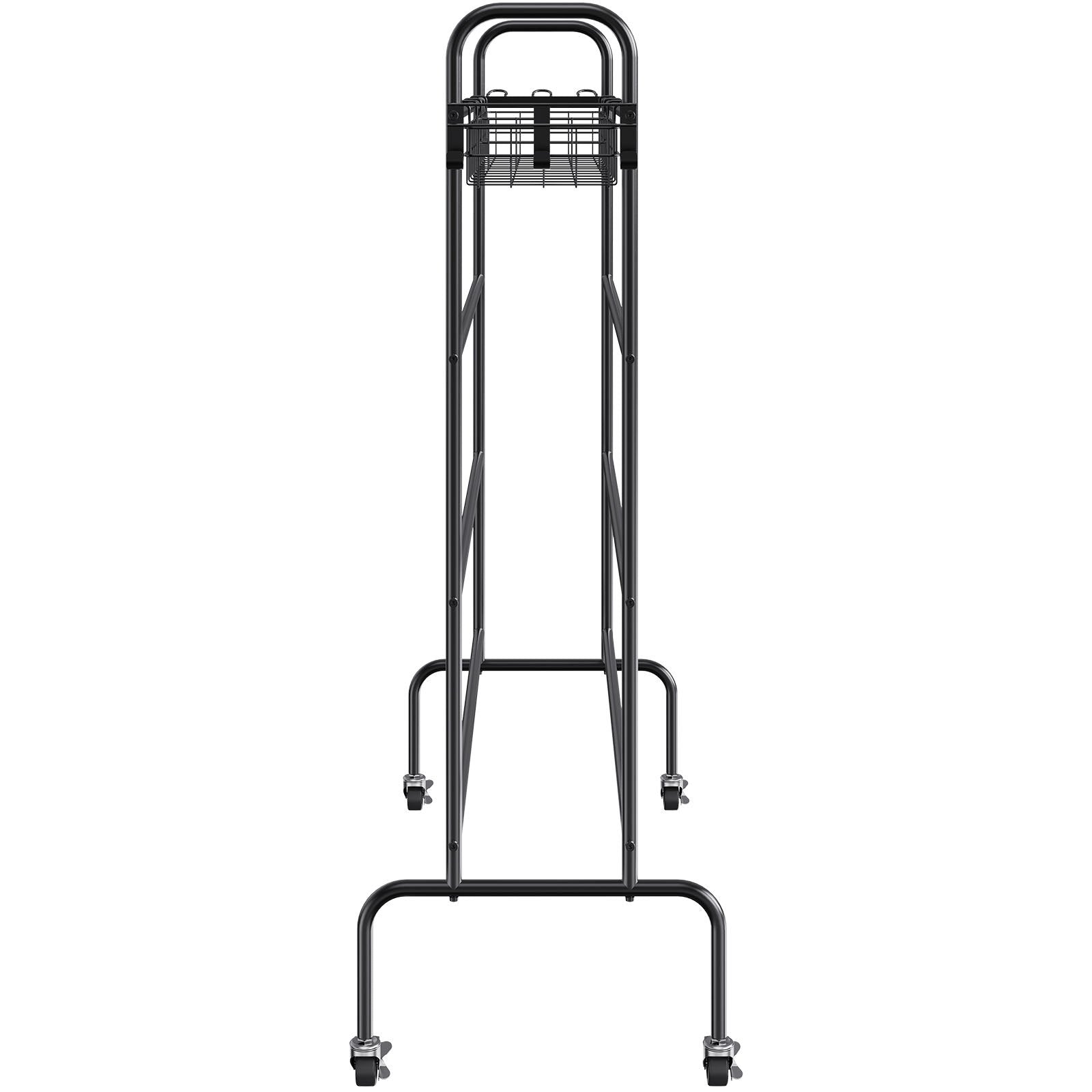 VEVOR Basketball Rack, 4-Layers Rolling Basketball Shooting Training Stand, Sports Equipment Storage Organizer with Wheels, Hooks and Baskets, Garage Ball Storage Holder for Football Soccer Volleyball