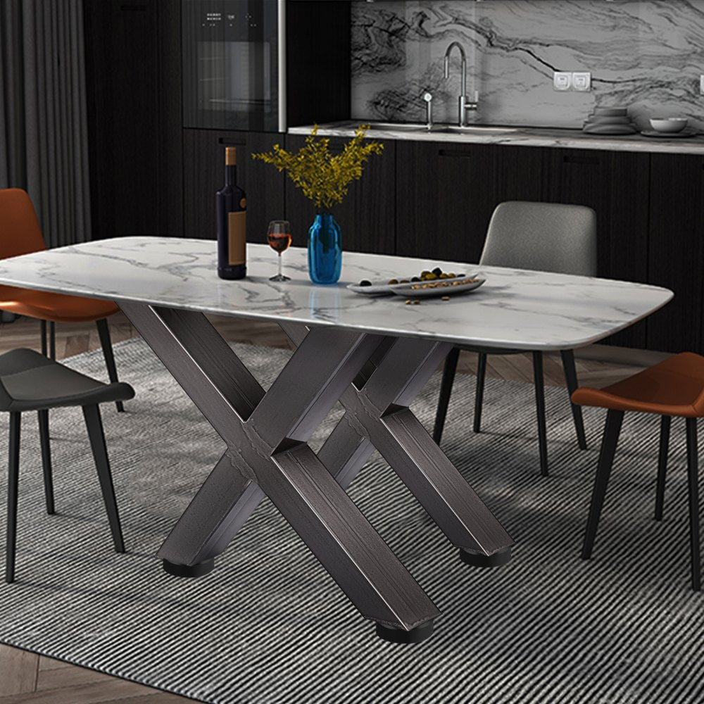 Table Legs 28.4" Inch X Shape Dining Table Desk 2pc Heavy Duty Stainless Metal