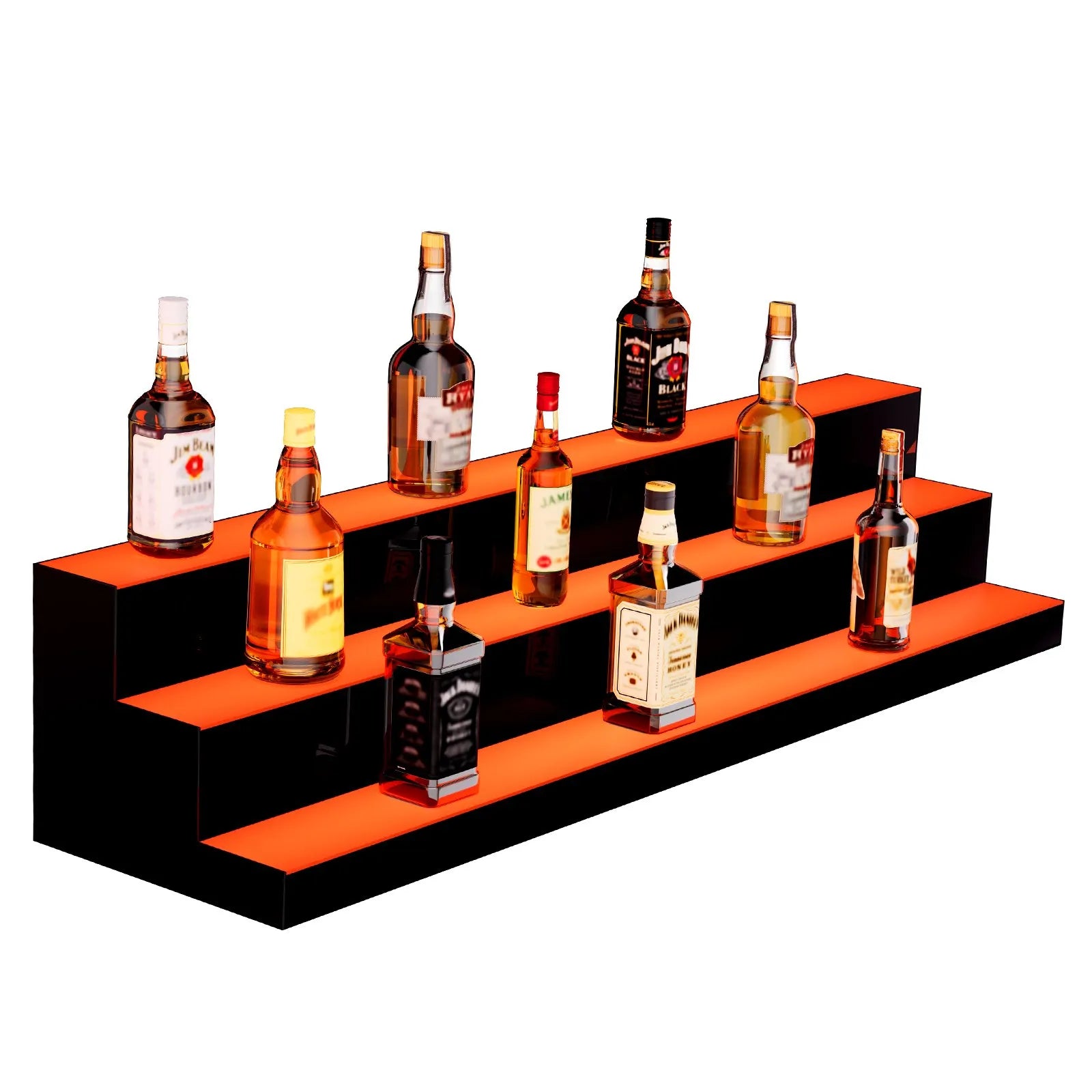 VEVOR LED Lighted Liquor Bottle Display Bar Shelf RF & App Control 48" 3-Step