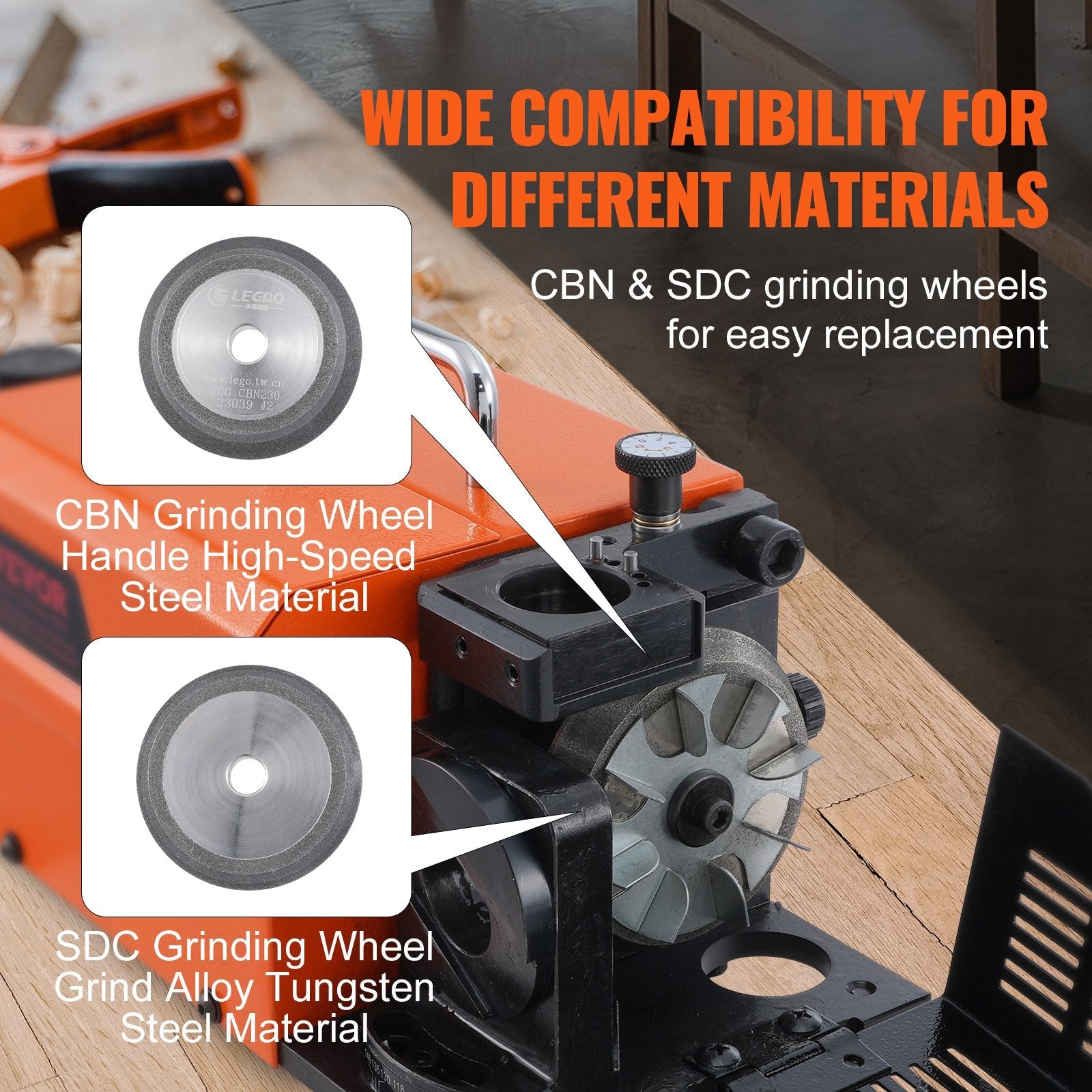 VEVOR Drill Bits Sharpener, 3-13mm Bits Grinder Sharpener, Lip Relief Angle & 95°-135° Point Angle Adjustable Drill Bit Re-Sharpener, Portable Sharpening Machine with 11 Collets, CBN & SDC Wheel