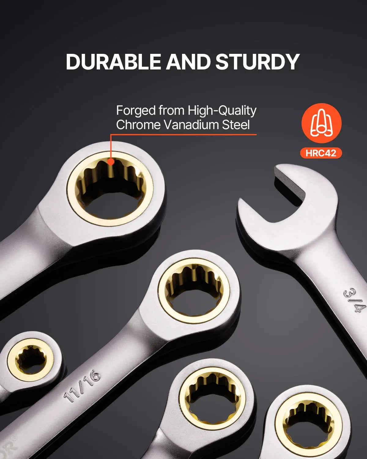 VEVOR Combination Wrench Set 24 PCS SAE 1/4" - 7/8" Metric 8-19mm Organizer Rack