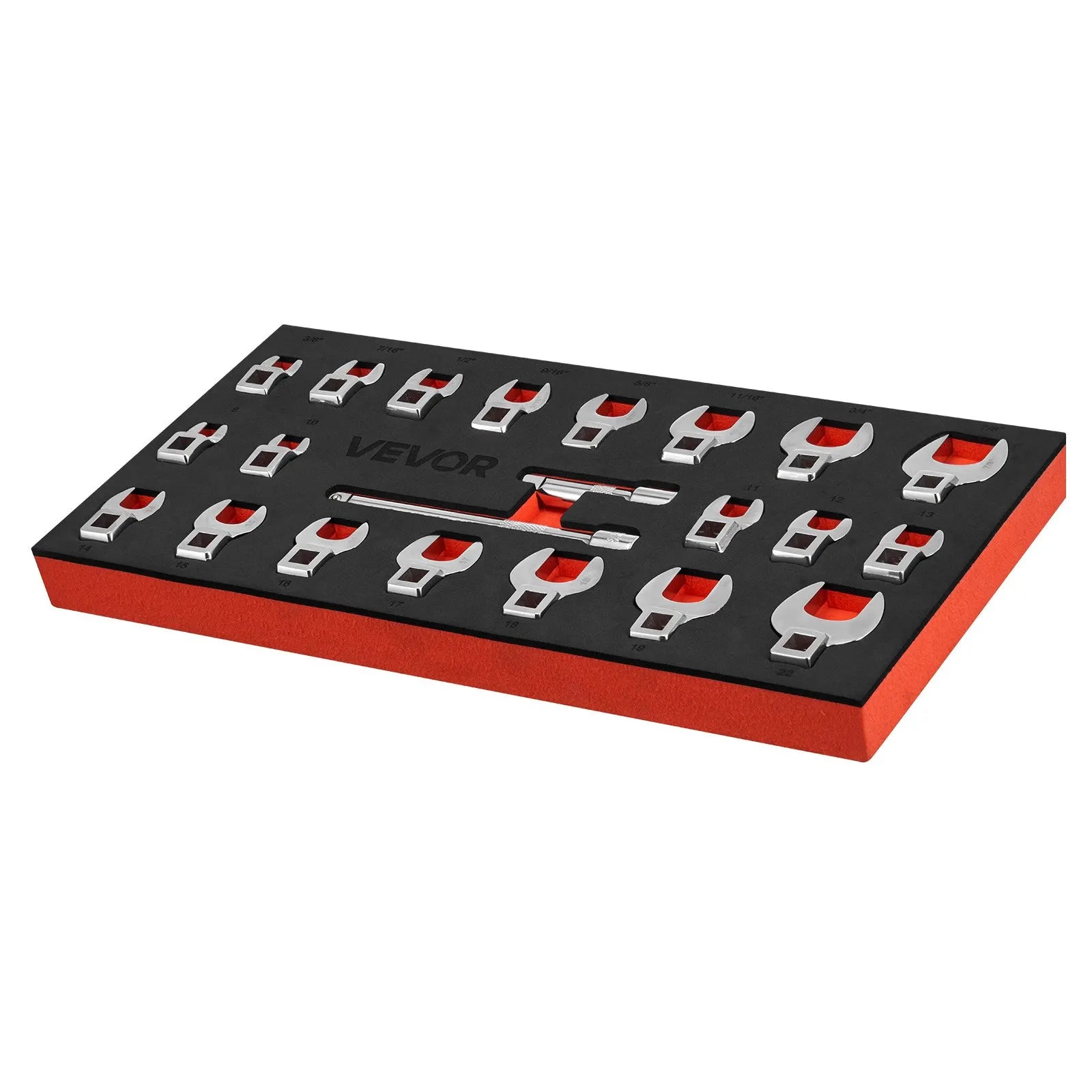 Crowfoot Wrench Set β 22-Piece Metric & SAE Crows Foot Wrench Set, 3/8" Drive, Cr-Mo Alloy Steel with Storage Tray