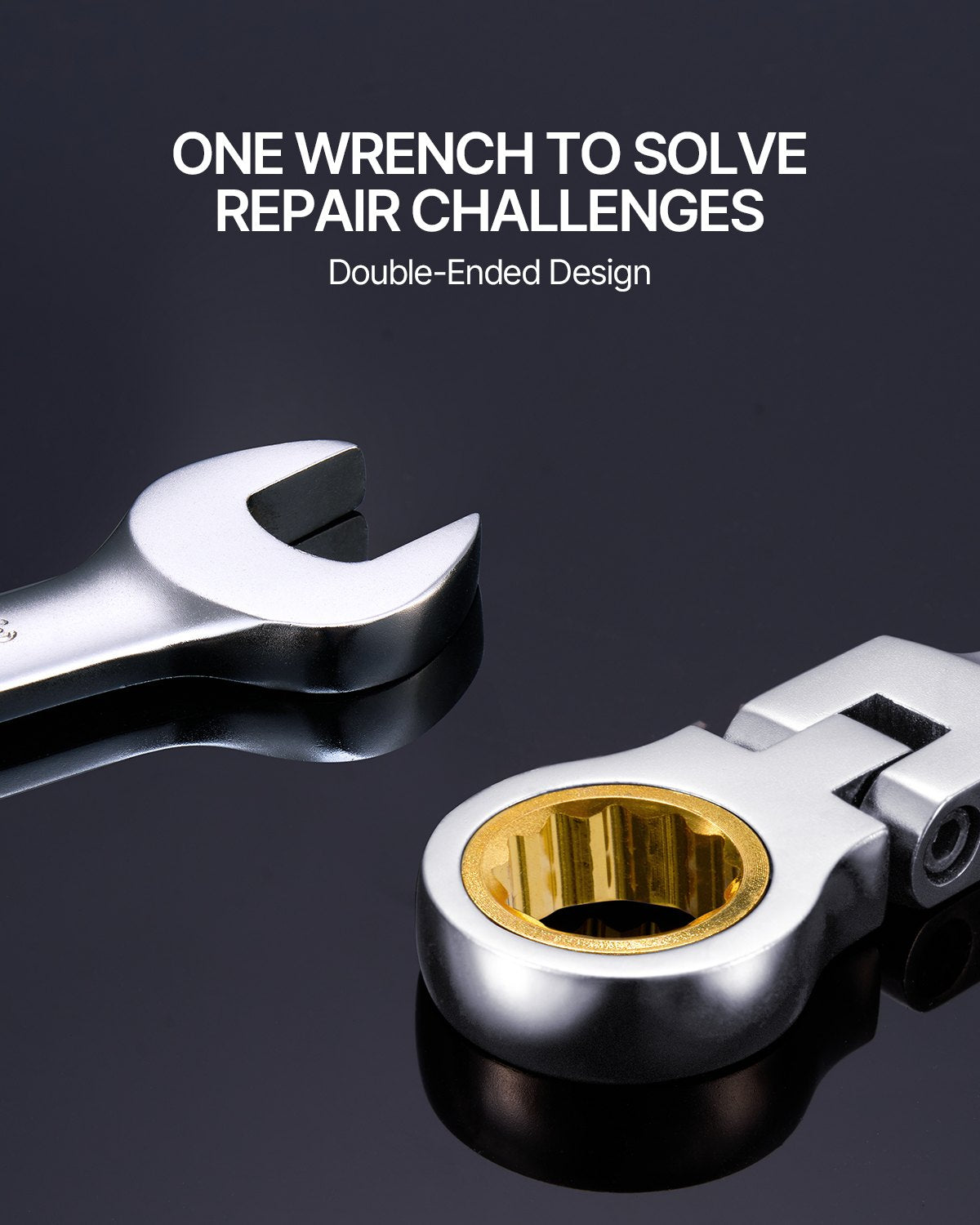 VEVOR Flex-Head Ratcheting Wrench Set 8 PCS SAE 5/16"-3/4" with Roll-up Pouch