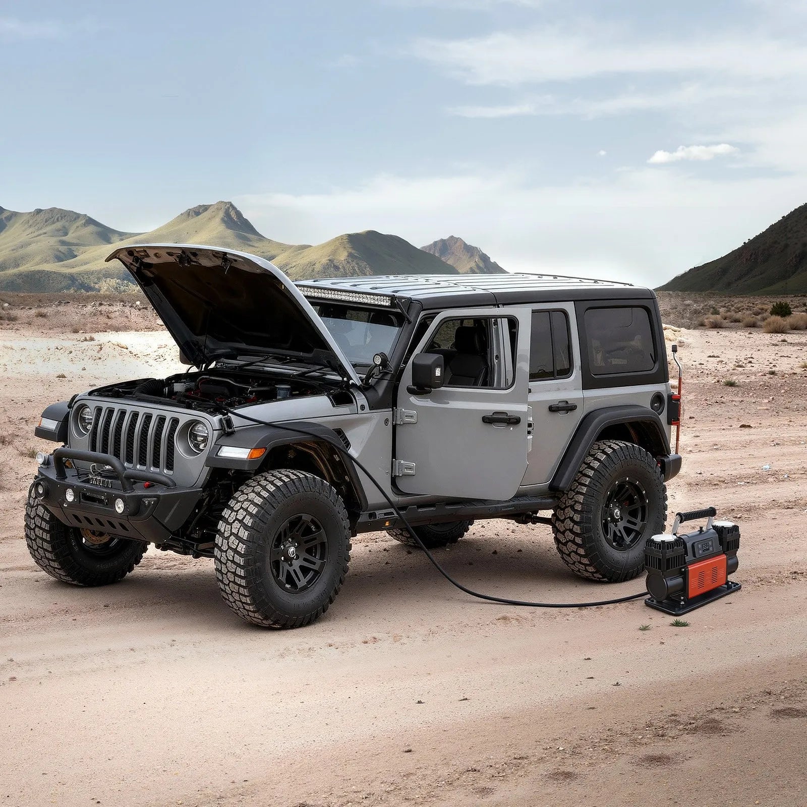 VEVOR Dual-Cylinder Heavy Duty Air Compressor, 10.6CFM Auto-Stop Portable Tire Inflator, 12V 150PSI Offroad Air Pump with LCD Digital Display & Adapters for Truck Car SUV 4 x 4 Vehicle RV