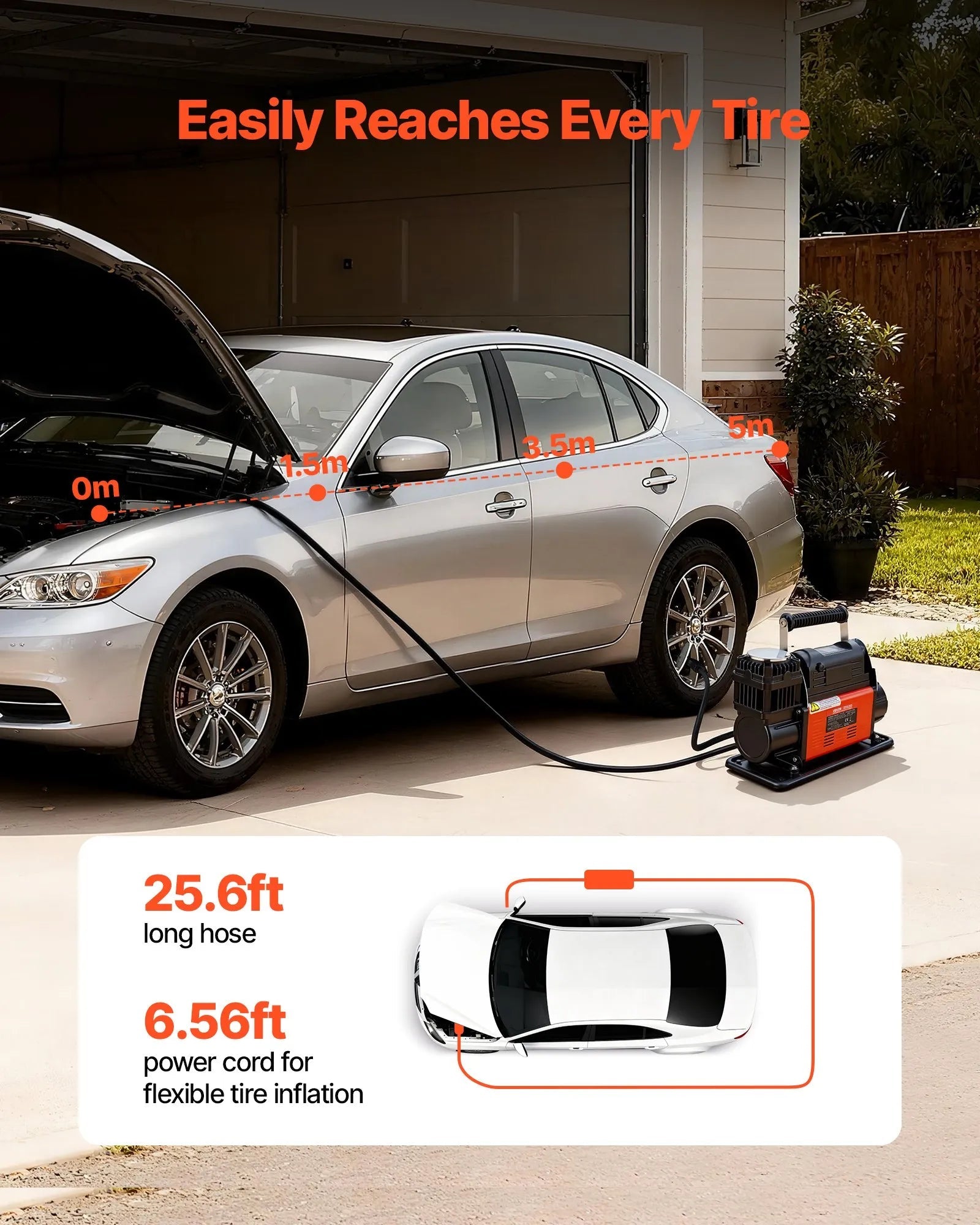 VEVOR 12V Heavy Duty Air Compressor, Auto-Stop Portable Tire Inflator with LCD Digital Display, 7.14 CFM 150PSI Offroad Air Pump with Adapters for Trucks Car SUV 4 x 4 Vehicle RV