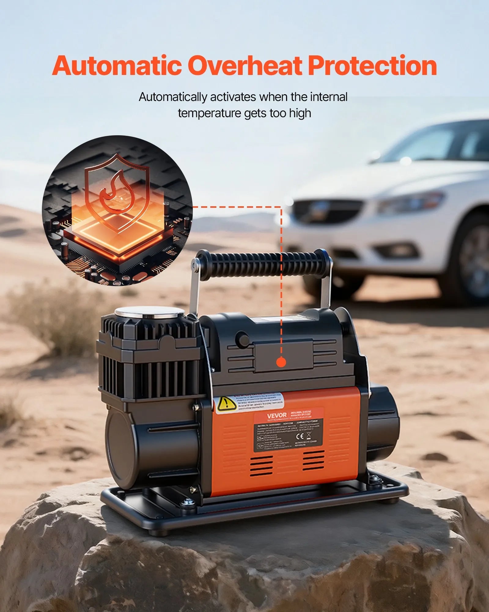 VEVOR 12V Heavy Duty Air Compressor, Auto-Stop Portable Tire Inflator with LCD Digital Display, 7.14 CFM 150PSI Offroad Air Pump with Adapters for Trucks Car SUV 4 x 4 Vehicle RV