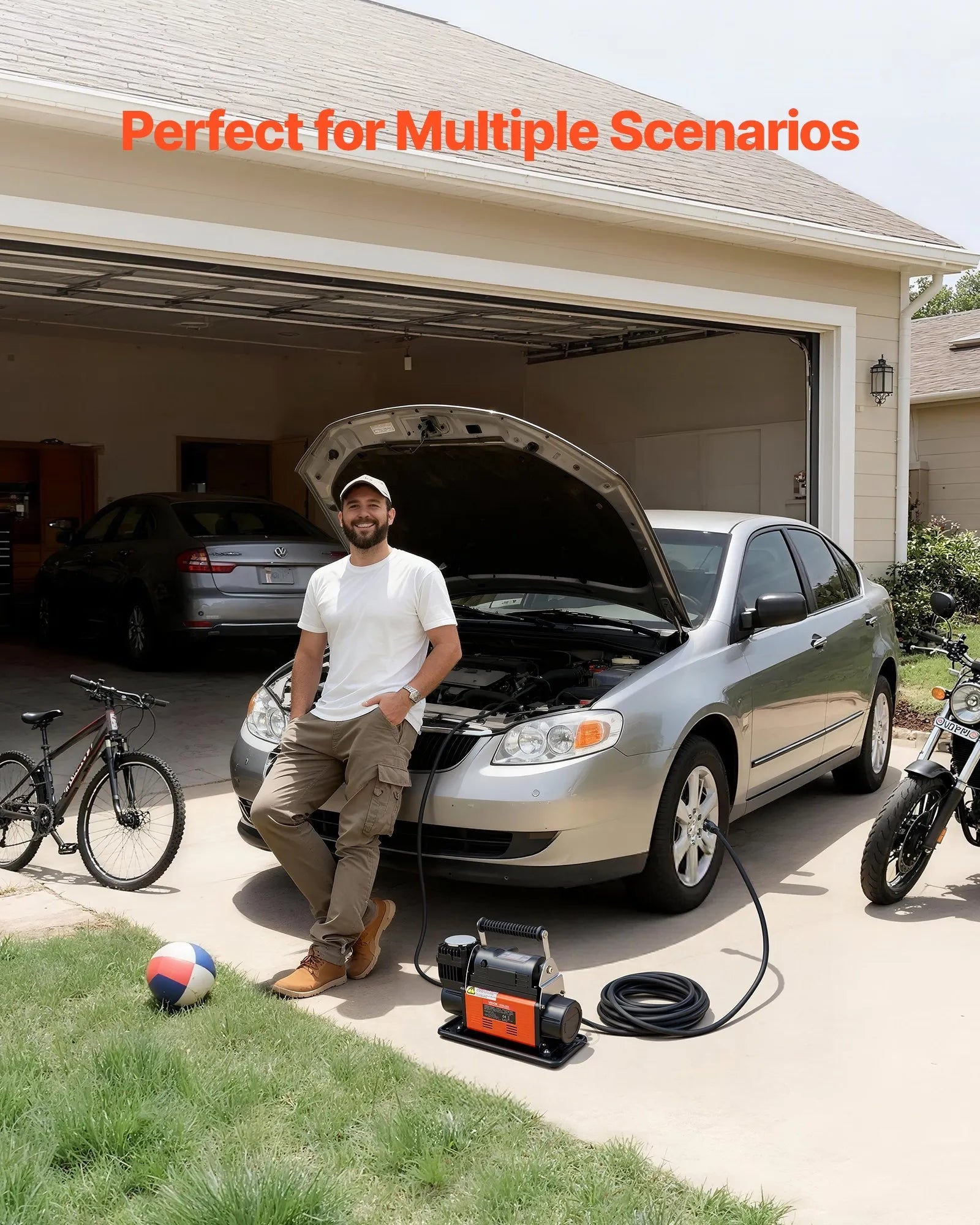 VEVOR 12V Heavy Duty Air Compressor, Auto-Stop Portable Tire Inflator with LCD Digital Display, 7.14 CFM 150PSI Offroad Air Pump with Adapters for Trucks Car SUV 4 x 4 Vehicle RV