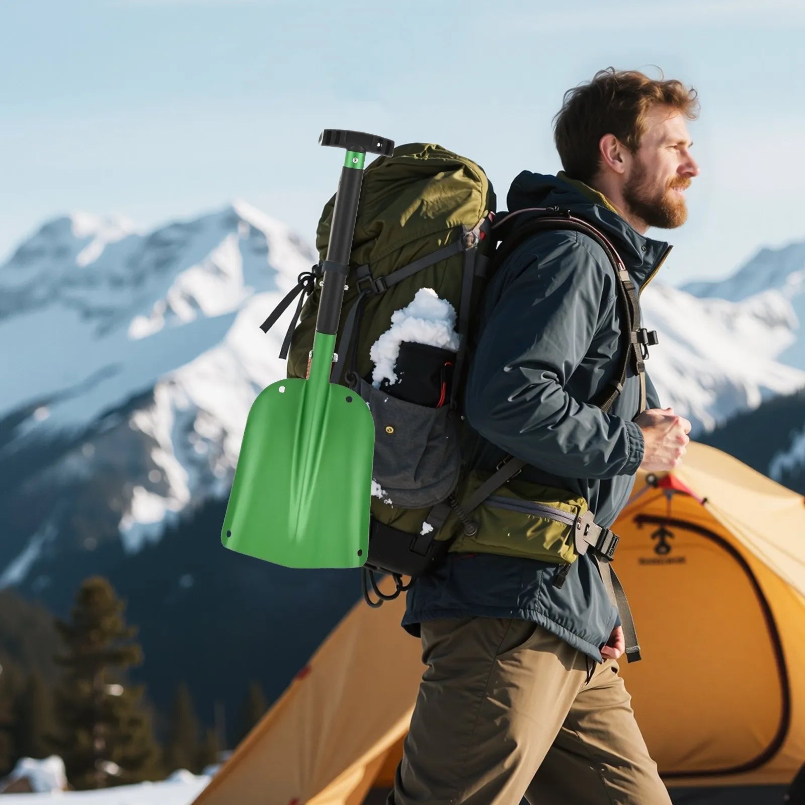 VEVOR Snow Shovel for Driveway, 8.5 in Wide Aluminum Alloy Snow Shovel with T-shaped Handles, Large Capacity Snowplow Shovels, Portable & Lightweight Snows Removal Tool for Garden Car Camping