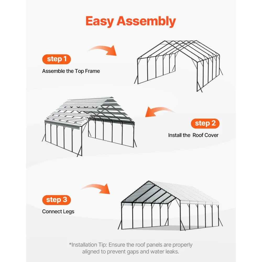 VEVOR Metal Carport 20 x 24 ft Outdoor Car Shelter Garage for Boats Heavy Duty