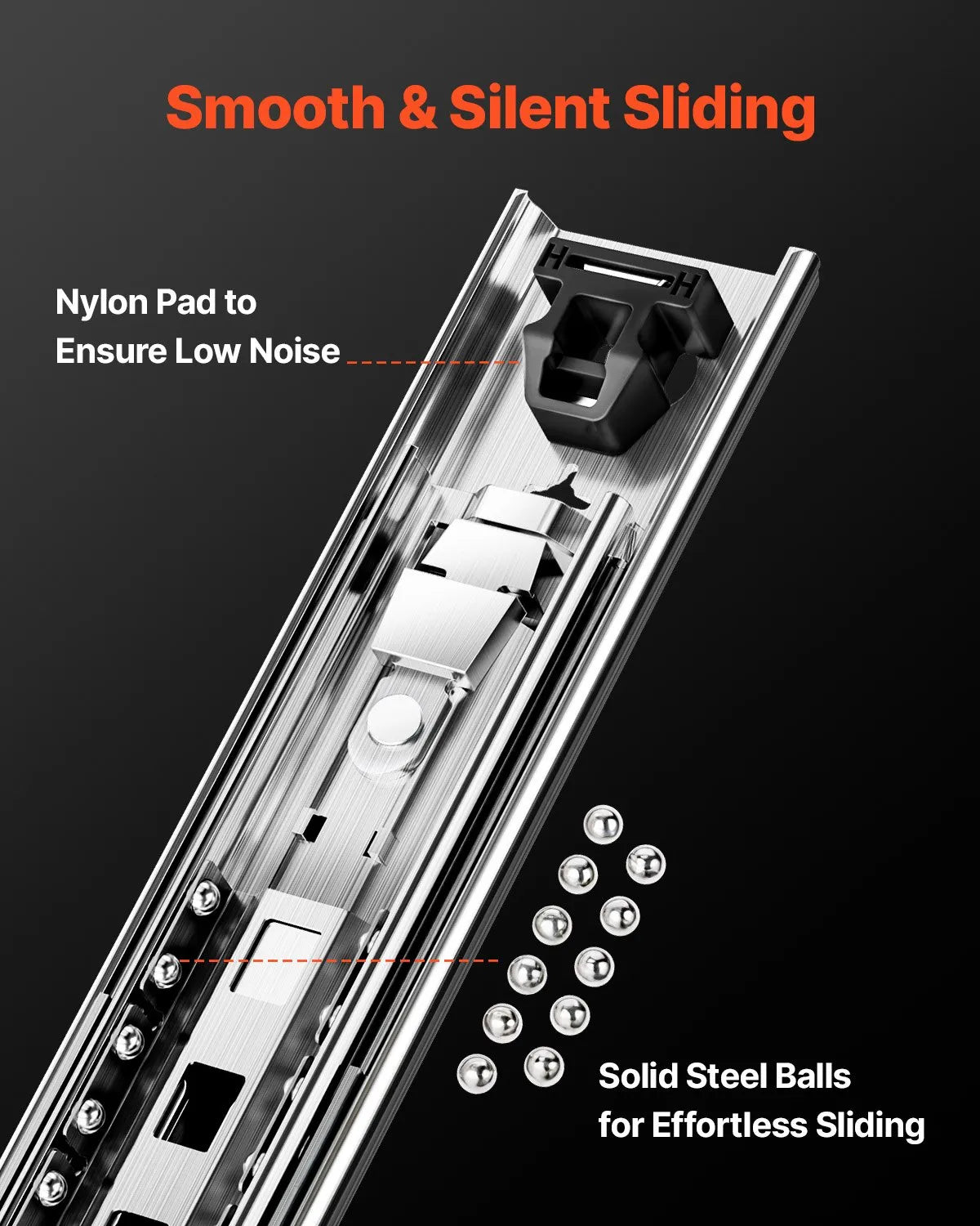 VEVOR 1 Pair Full Extension Drawer Slides 16 18 20 24 30 35 37.4 59 24 32 36 40 48 60 in, 250 lbs Load Capacity Locking Drawer Slides, Ball Bearing with Lock Side Mount Drawer Slide Rail