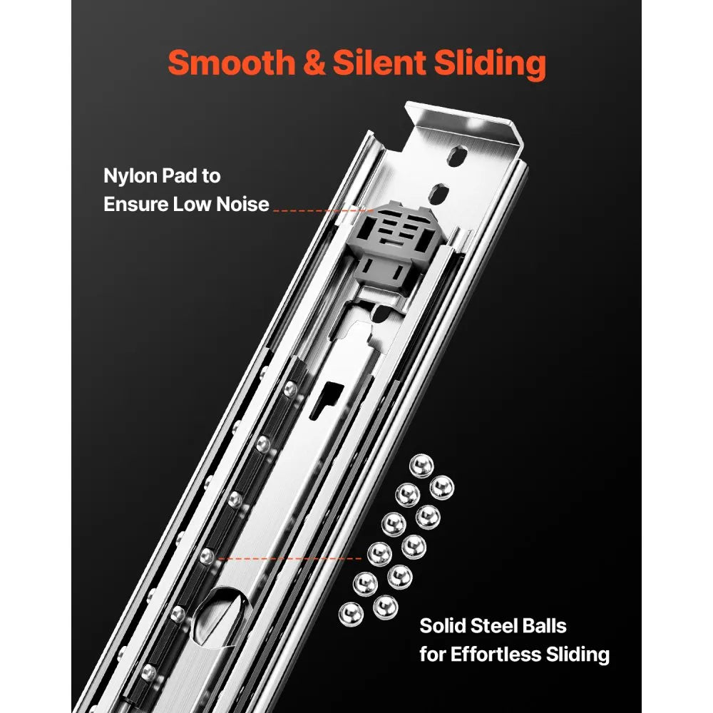 44 in Heavy-Duty Locking Full Extension Drawer Slides, 500 lb Capacity, Ball Bearing Side Mount Rails (1 Pair)