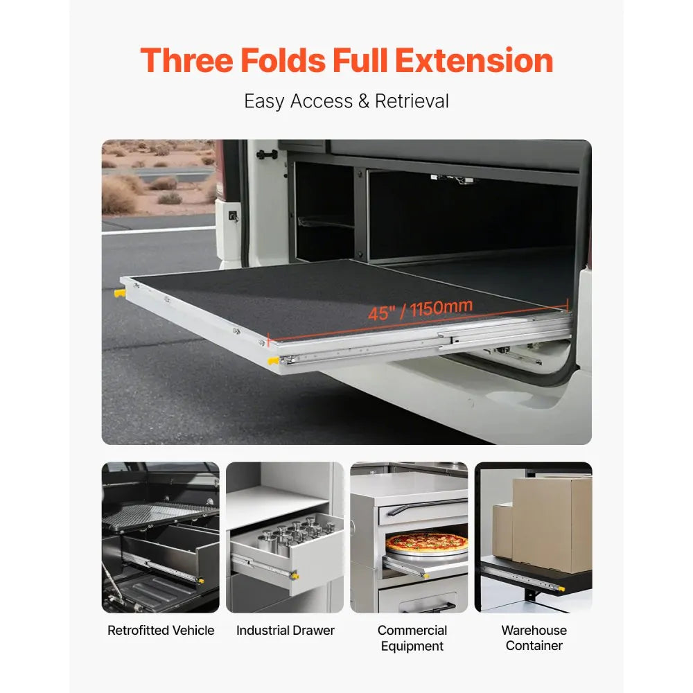 44 in Heavy-Duty Locking Full Extension Drawer Slides, 500 lb Capacity, Ball Bearing Side Mount Rails (1 Pair)