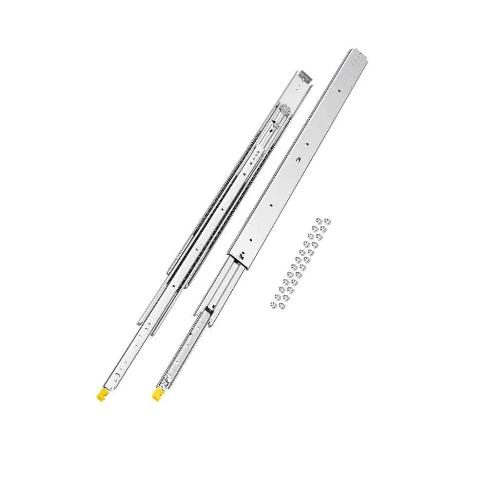 44 in Heavy-Duty Locking Full Extension Drawer Slides, 500 lb Capacity, Ball Bearing Side Mount Rails (1 Pair)