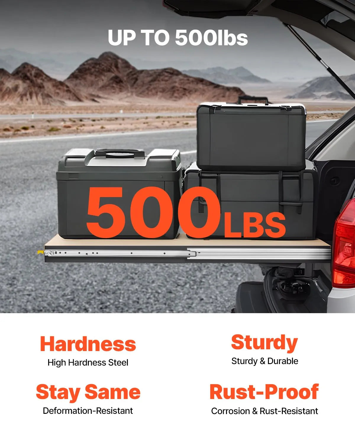 VEVOR Heavy-Duty Full Extension Drawer Slides, 18–60 in, 500 lbs Load Capacity, Ball Bearing Side Mount with Lock – 1 Pair