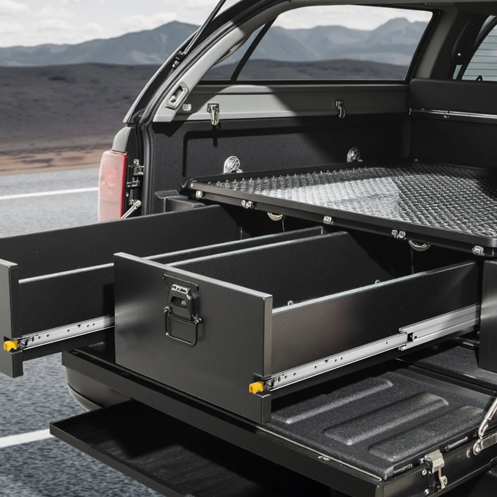 VEVOR 1 Pair Locking Full Extension Drawer Slides, 16–60 in Sizes, 500 lbs Heavy-Duty Ball Bearing Side Mount Rails