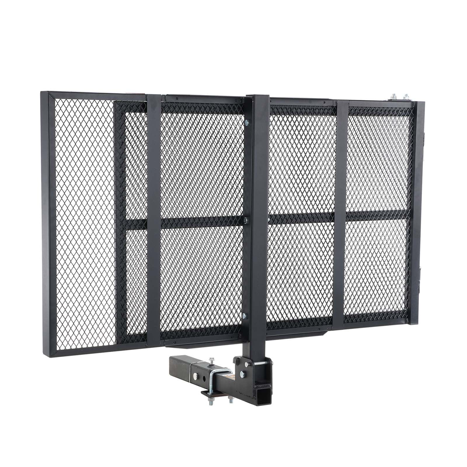 VEVOR Hitch Mount Wheelchair Carrier 45.3" x 25.6", 500LBS Mobility Scooter Carrier with Folding Ramp, Iron Trailer Hitch Rack Basket with Stabilizer, Straps, Fit 2" Hitch Receiver for SUV Van Car