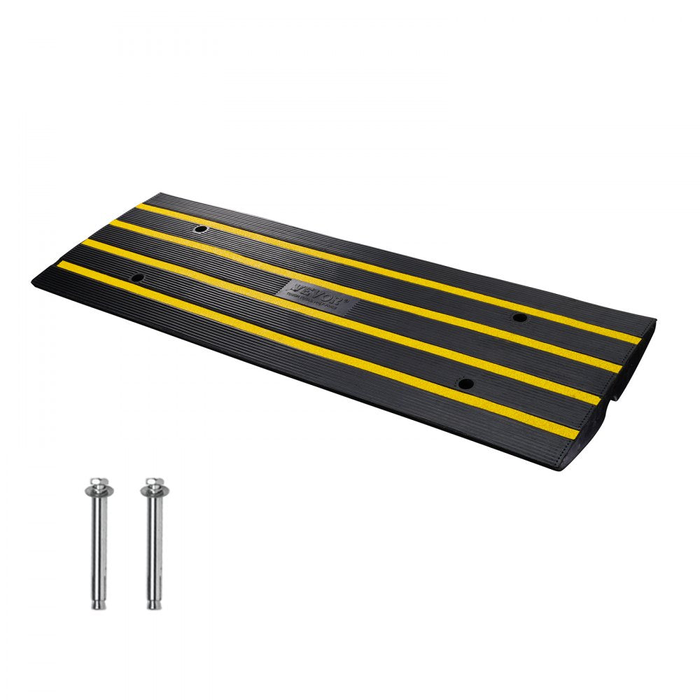 VEVOR Rubber Curb Ramp for Driveway 1 Pack, 15T Heavy Duty Sidewalk Curb Ramp, 2.6" Rise Height Cable Cover Curbside Bridge Ramp for Garage for Low Cars, Wheelchairs