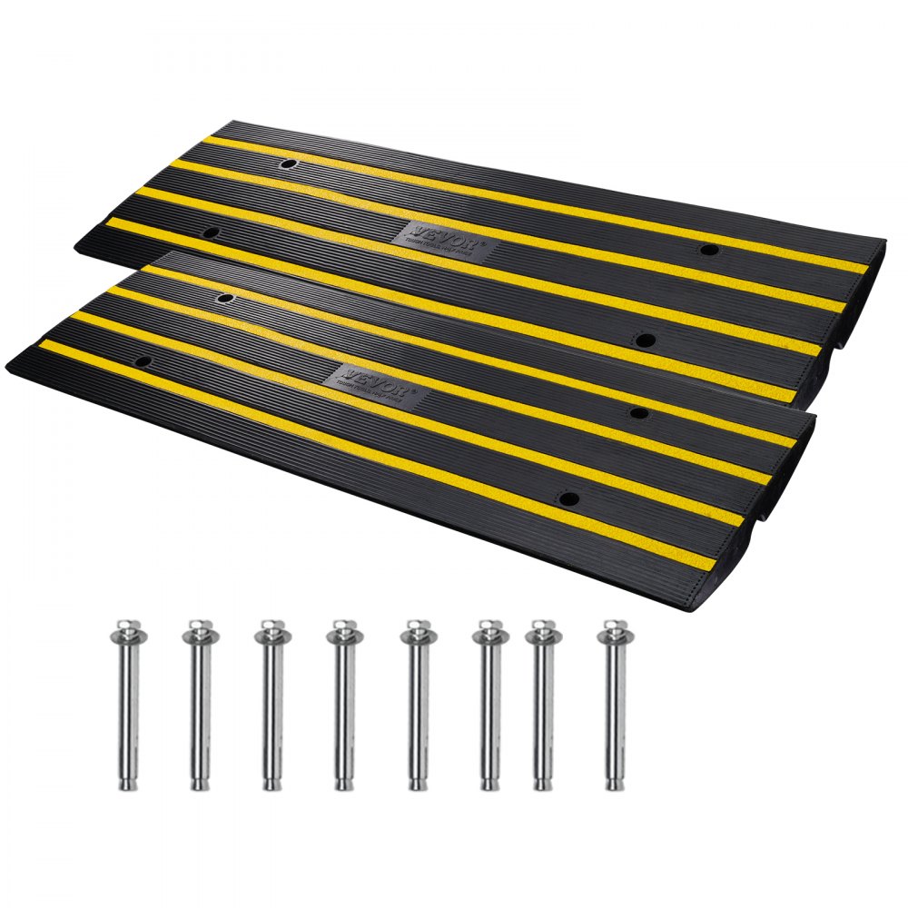 VEVOR Rubber Curb Ramp for Driveway 2 Pack, 15T Heavy Duty Sidewalk Curb Ramp, 2.6" Rise Height Cable Cover Curbside Bridge Ramp for Garage for Low Cars, Wheelchairs