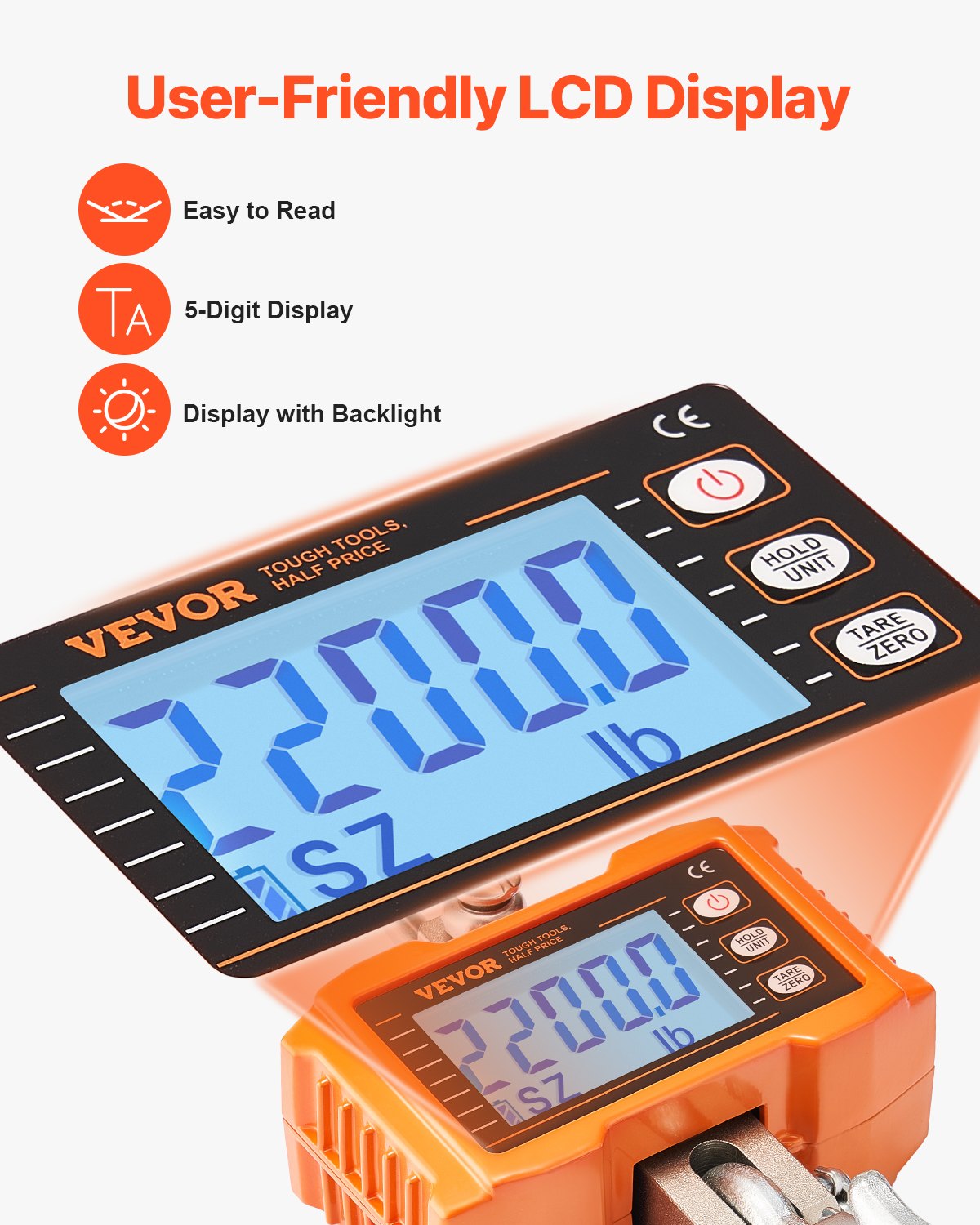 VEVOR Digital Crane Scale Industrial Hanging Scale 2200 lbs/1000 kg Heavy Duty