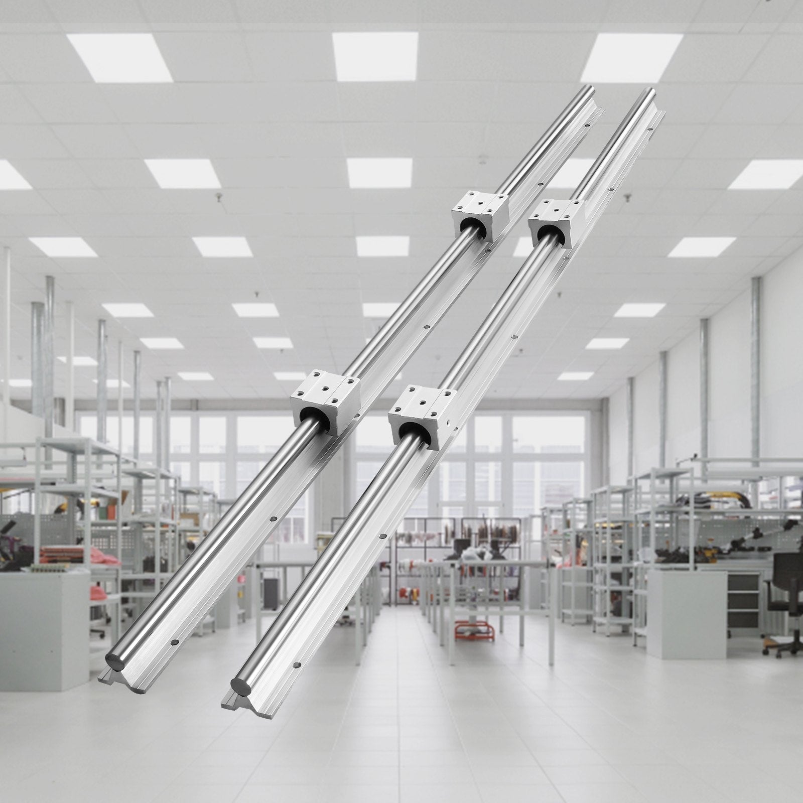 VEVOR Linear Guide Rail Set, SBR12 1000mm, 2 PCS 39.4 in/1000 mm SBR12 Guide Rails and 4 PCS SBR12UU Slide Blocks, Linear Rails and Bearings Kit for Automated Machines DIY Project CNC Router Machines