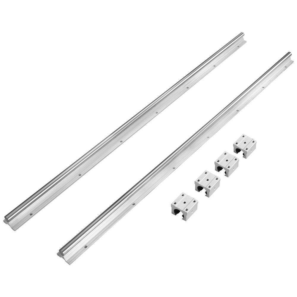 VEVOR Linear Guide Rail Set, SBR20 1000mm, 2 PCS 39.4 in/1000 mm SBR20 Guide Rails and 4 PCS SBR20UU Slide Blocks, Linear Rails and Bearings Kit for Automated Machines DIY Project CNC Router Machines