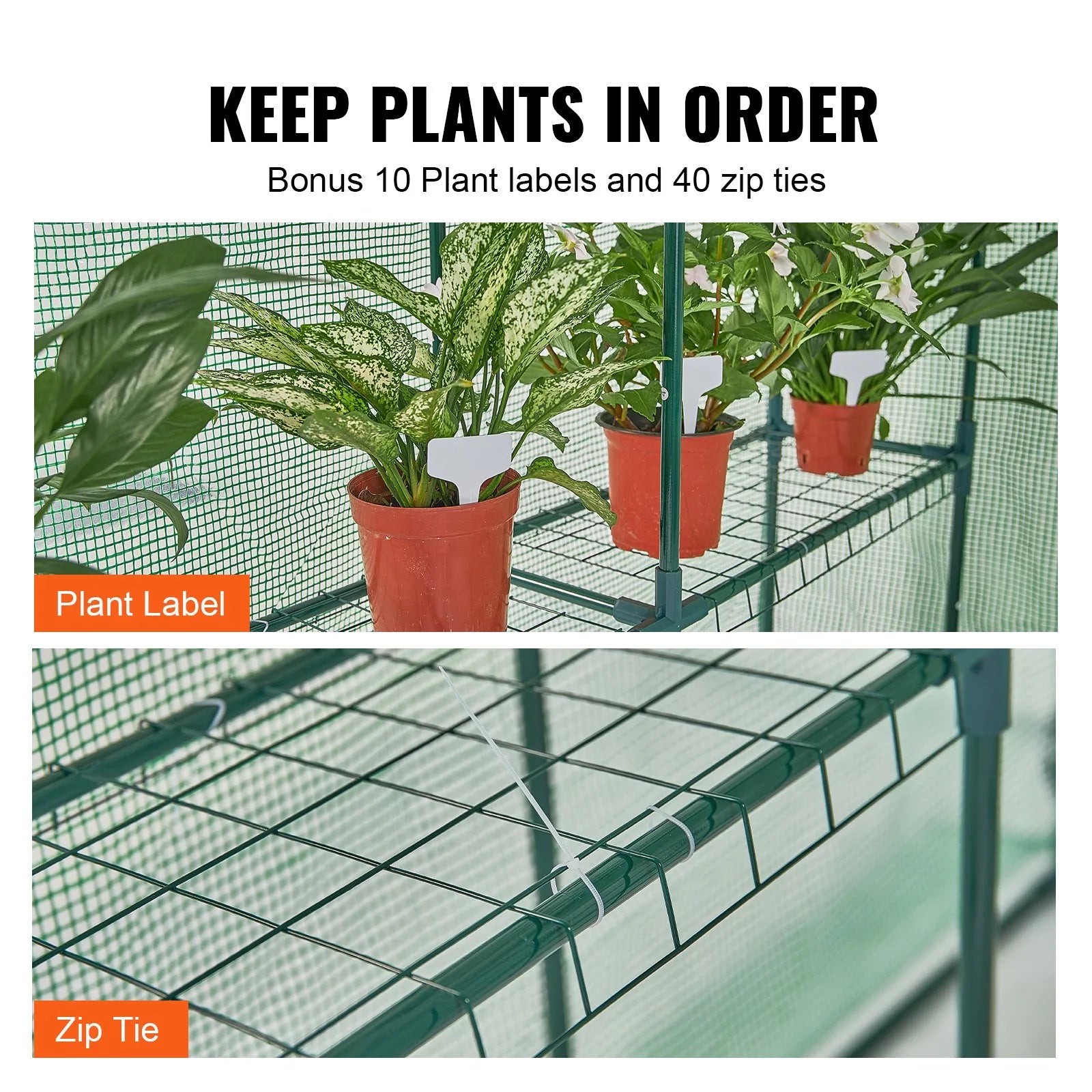 VEVOR Walk-in Green House, 4.6 x 4.6 x 6.6 ft Greenhouse with Shelves, Set Up in Minutes, High Strength PE Cover with Doors & Windows and Steel Frame, Suitable for Planting and Storage, Green
