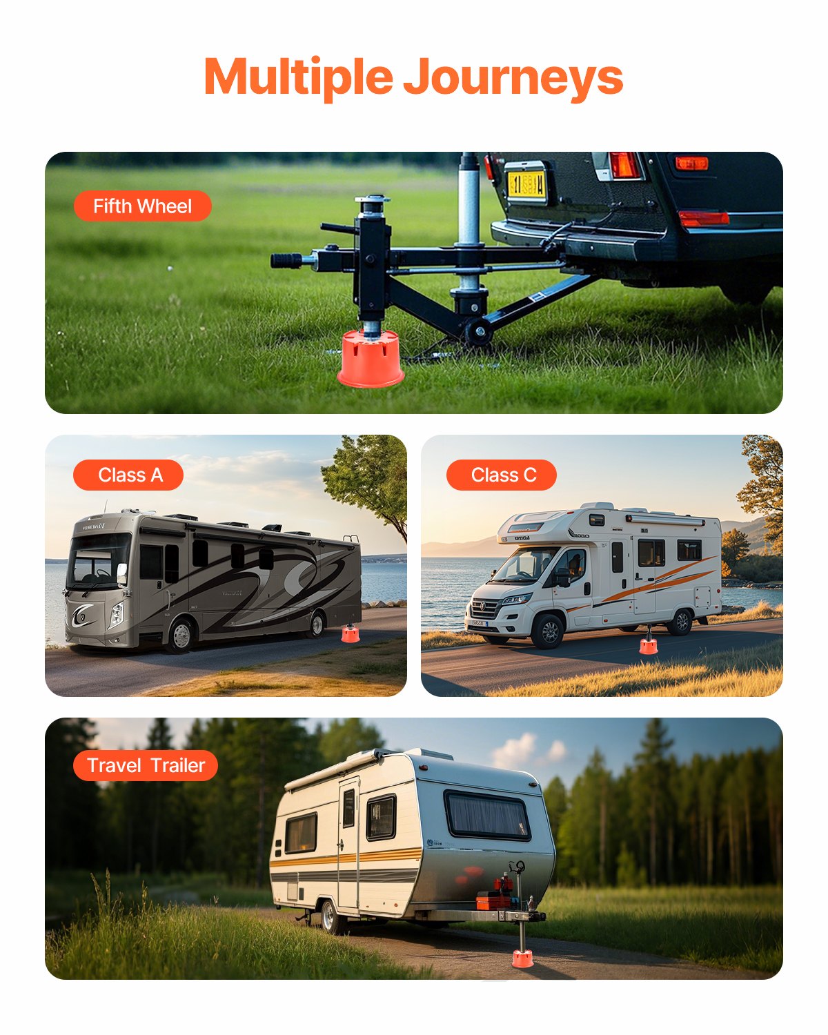 Trailer Jack Blocks 6 RV Leveling Blocks 8" High 2000 lbs with 2 Pads