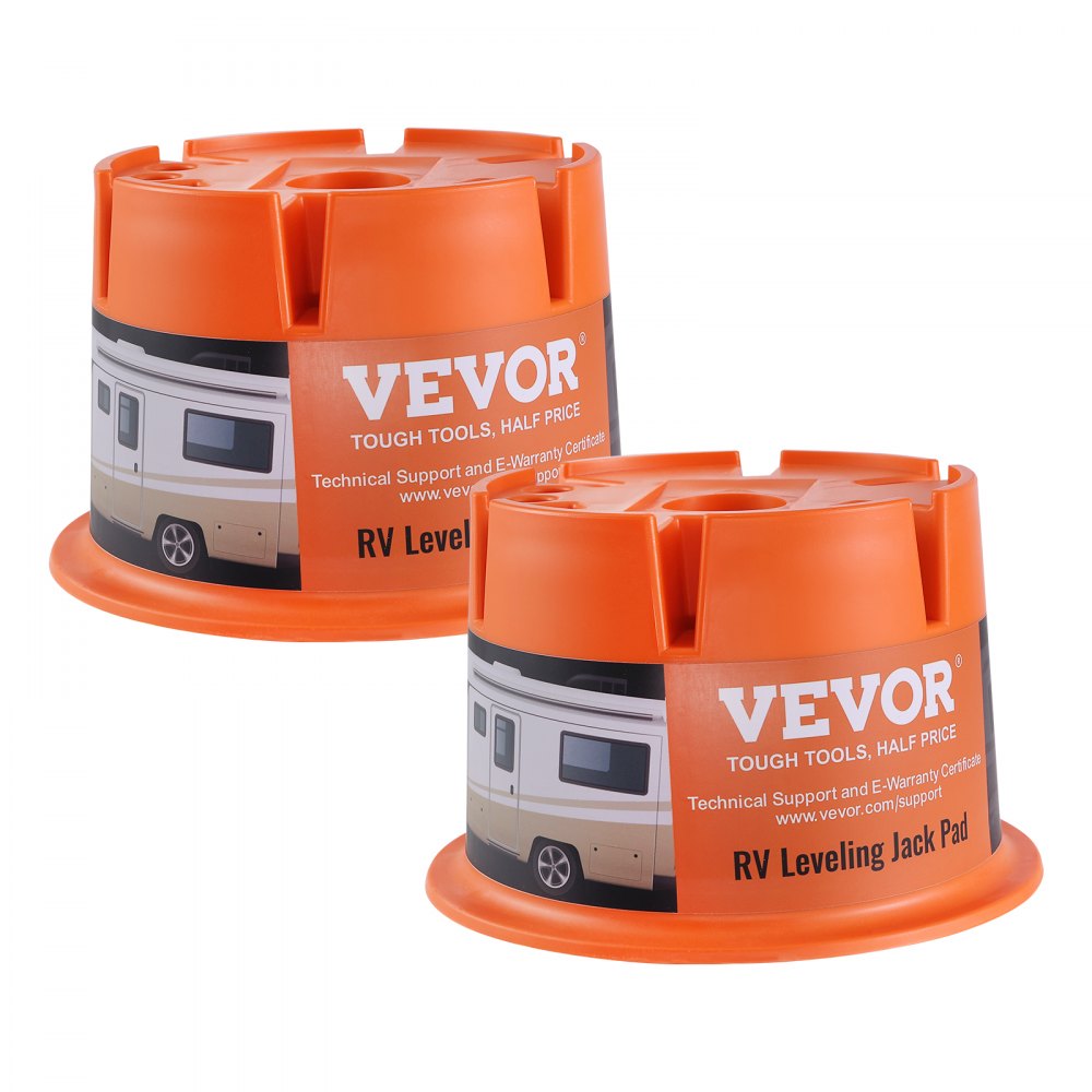 VEVOR Trailer Jack Block, 2000 lbs Capacity per RV Leveling Block, High-quality Polypropylene RV Camper Stabilizer Blocks, RV Travel Accessories Use for Any Tongue Jack, Post, Foot, 5th Wheels, 2-Pack