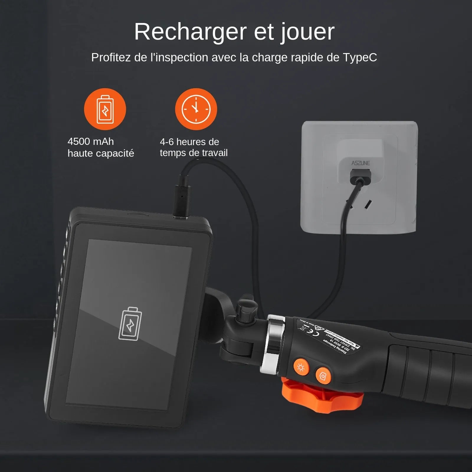 VEVOR Borescope Endoscope Two-Way 180° Articulating 5" IPS 8X Zoom 6.4mm Lens