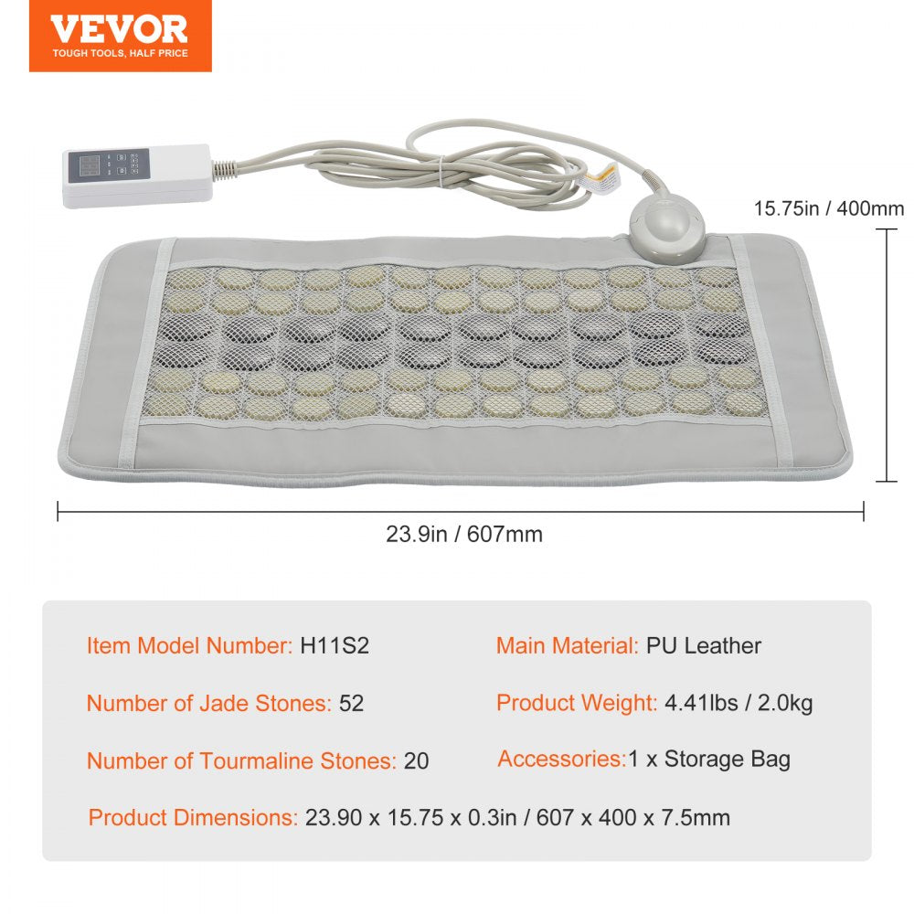 VEVOR Far Infrared Heating Pad 52 Natural Jade & 20 Tourmaline Stone Heating Pad