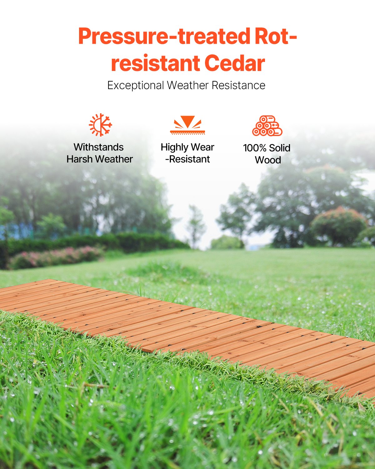 VEVOR 12 ft L x 22 in W Straight Wooden Garden Pathway Roll Out Garden Walkway