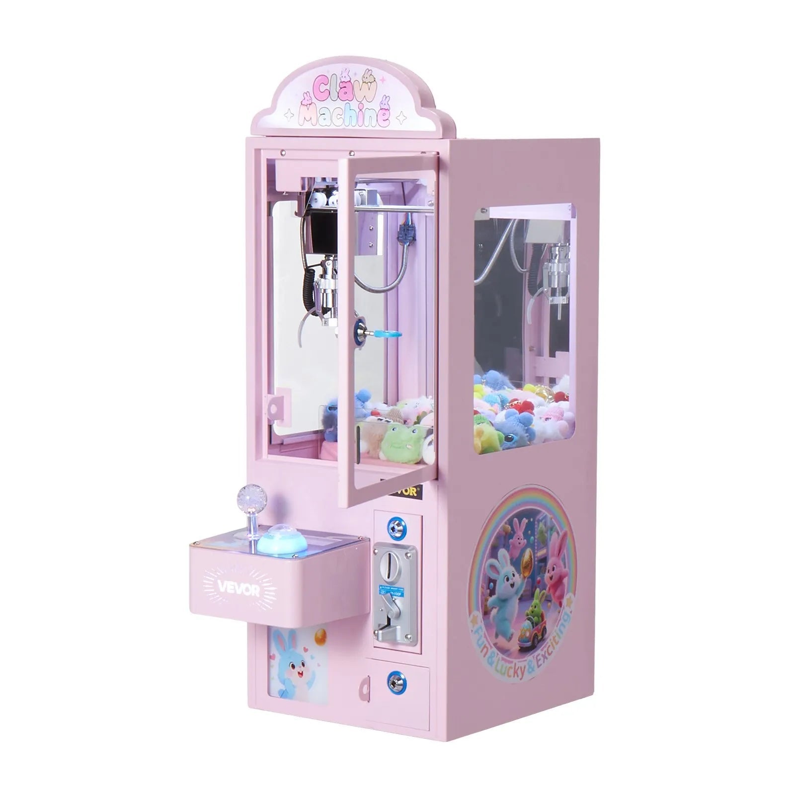 VEVOR Claw Crane Machine, Medium-Sized Arcade Game Machine with Light & Sound, Adjustable Steel Claws, Precise Toy Candy Grabber Prize Dispenser Vending Toy, for Commercial Home Parties Cinema, Pink