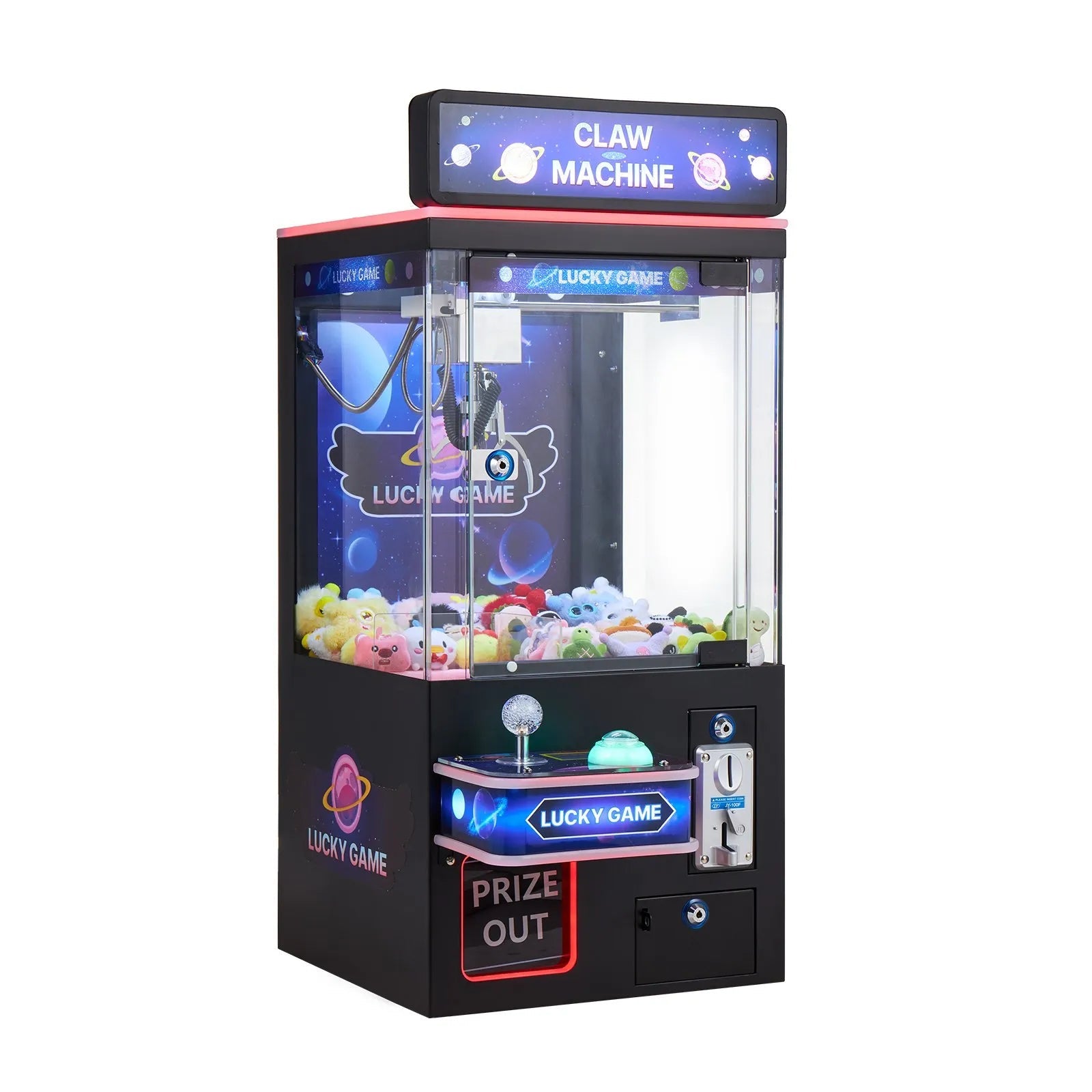 VEVOR Claw Crane Machine, Medium-Sized Arcade Game Machine with Light & Sound, Adjustable Steel Claws, Precise Toy Candy Grabber Prize Dispenser Vending Toy, for Commercial Home Cinema, Black Purple