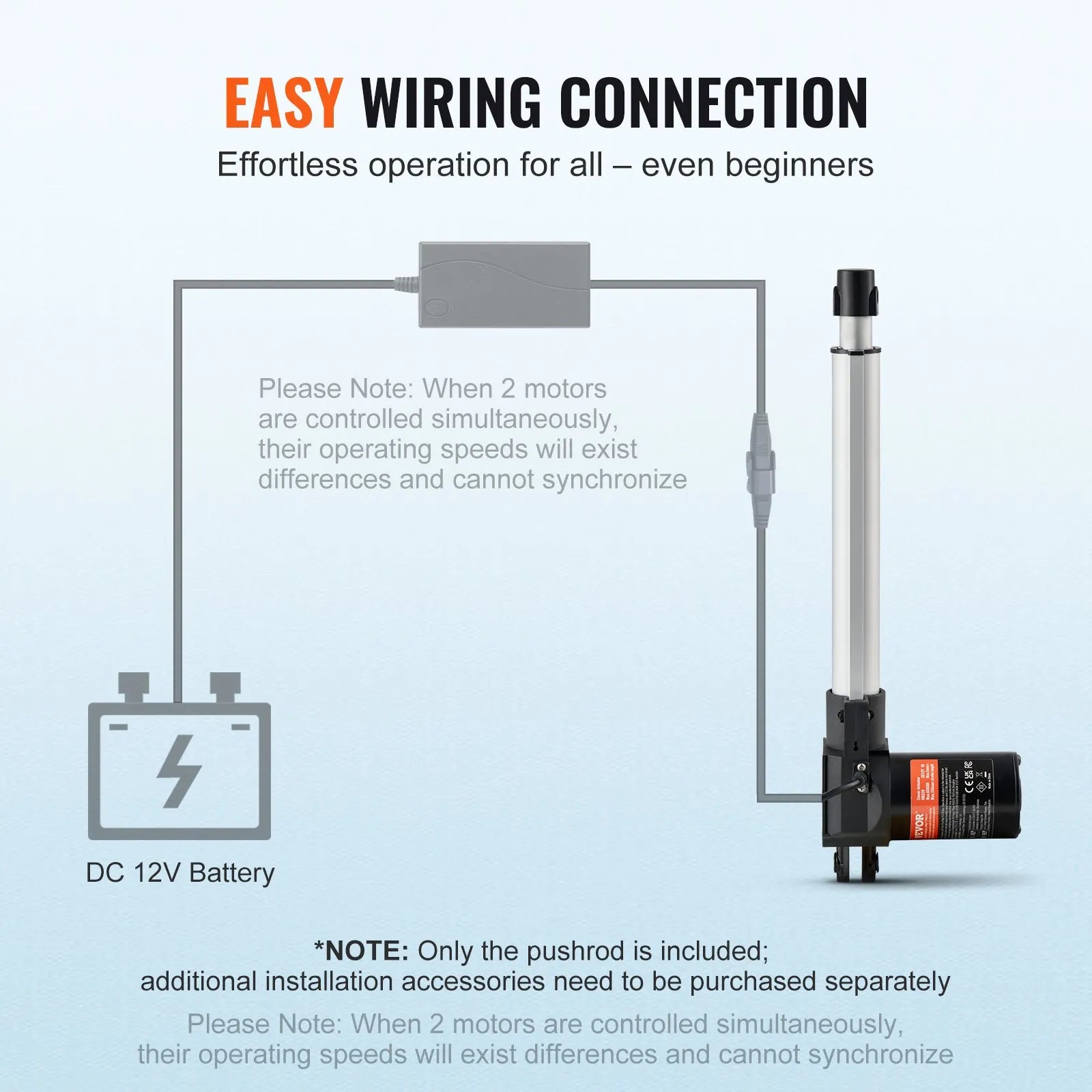 VEVOR Linear Actuator 12V, 10 Inch Heavy Duty 1320lbs/6000N Linear Actuator, 0.19"/s Linear Motion Actuator with Mounting Bracket & IP44 Protection for Electric Door Industrial Machinery Vessels Cargo