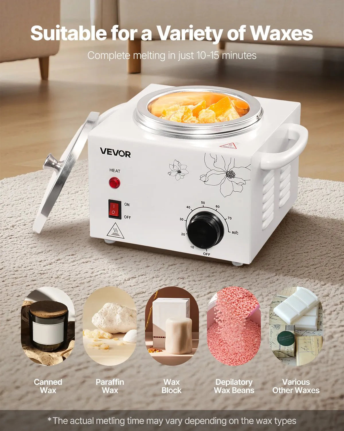 VEVOR Single Wax Warmer 600ML Professional Waxing Heater Pot for Hair Removal