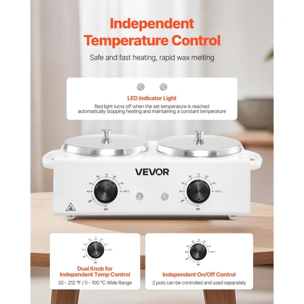 Professional Double Wax Warmer – 1200ML Dual Pot Hair Removal Heater with Adjustable Temperature & 50 Wax Sticks