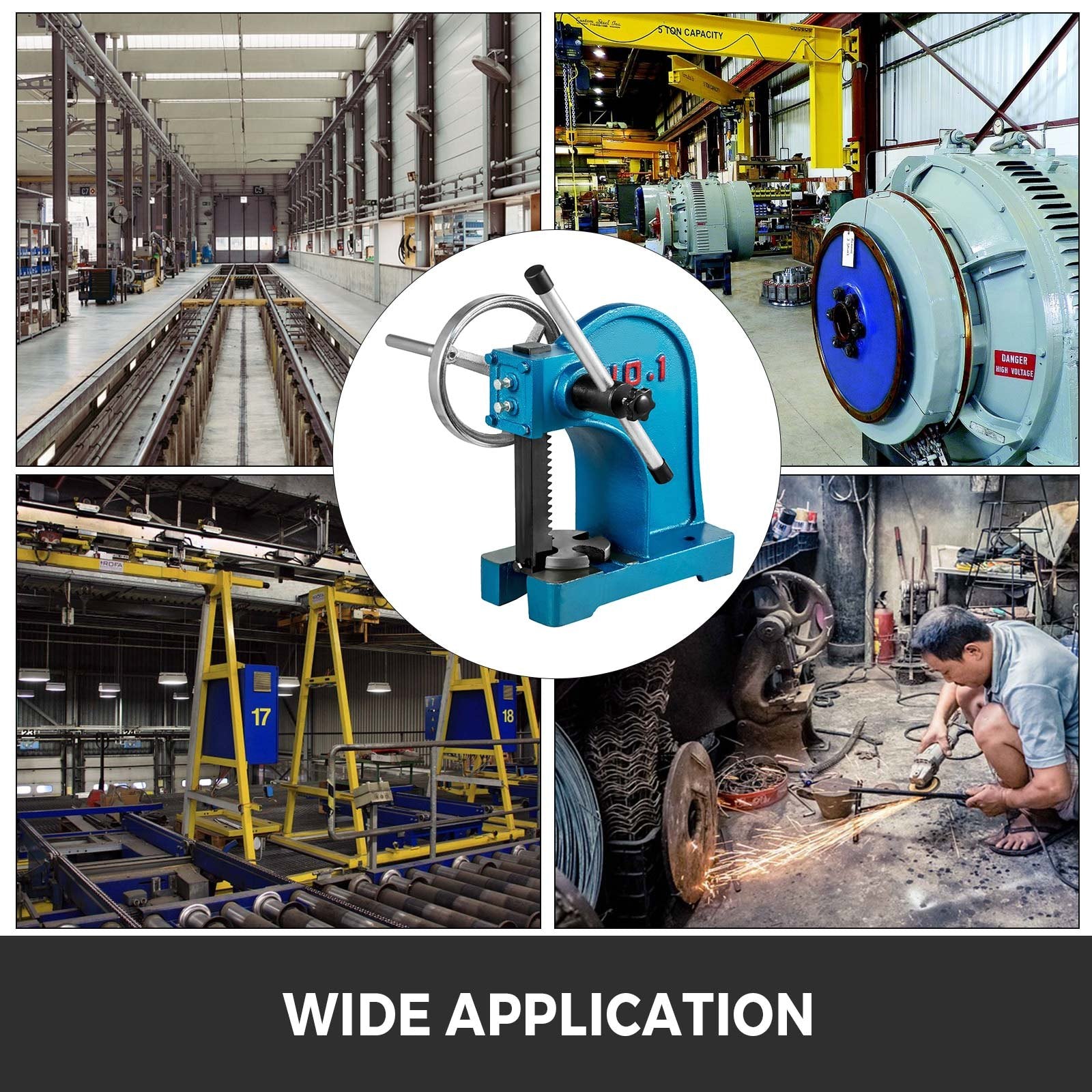 VEVOR Heavy Duty Arbor Press 1 Ton, Manual Arbor Press with Handwheel, Manual Desktop Metal Arbor Press 4-5/8 Inch Max. Working Height, for Riveting Punching Holes