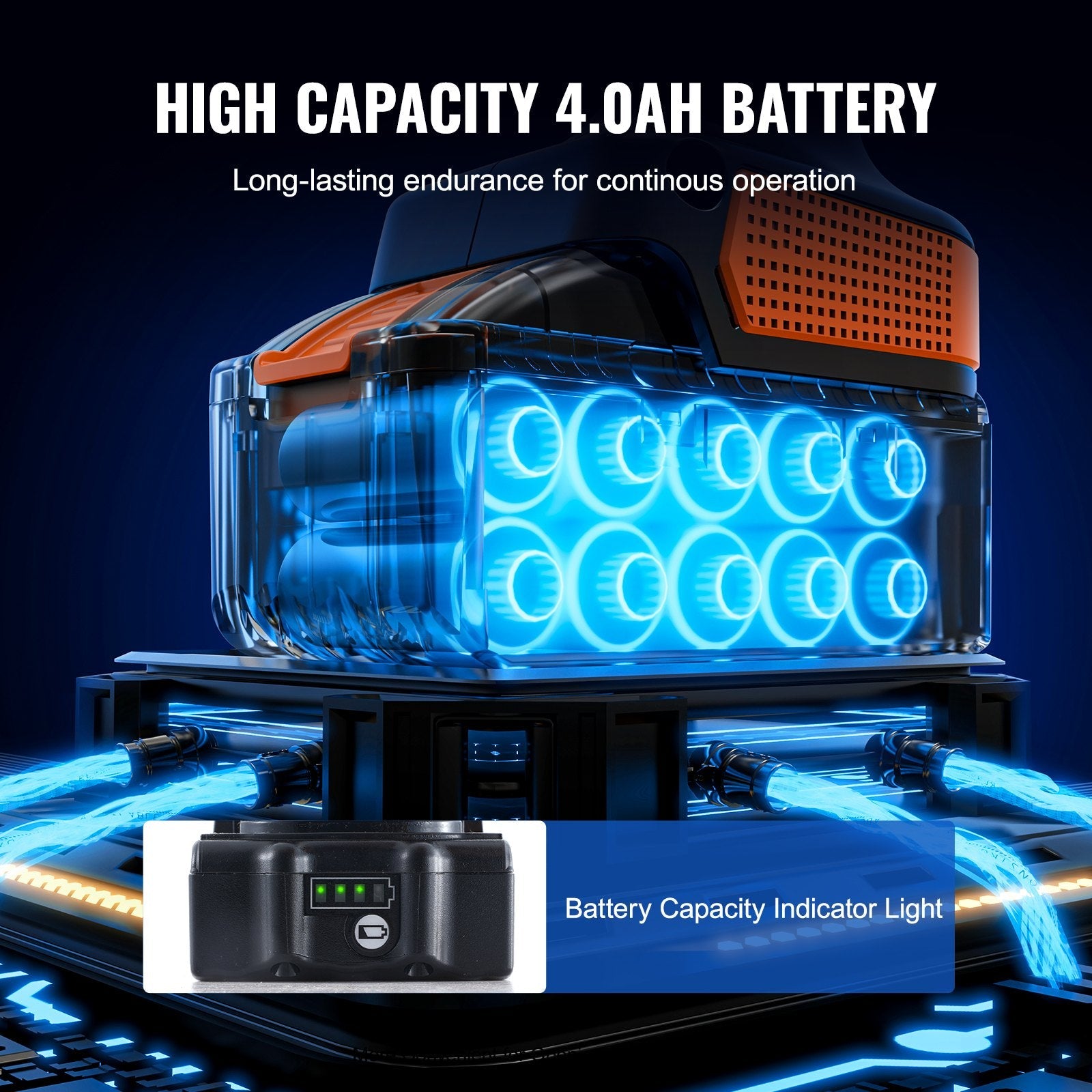 VEVOR 20V Cordless Buffer Polisher 6" Brushless Polisher with 2PCS 4.0Ah Battery